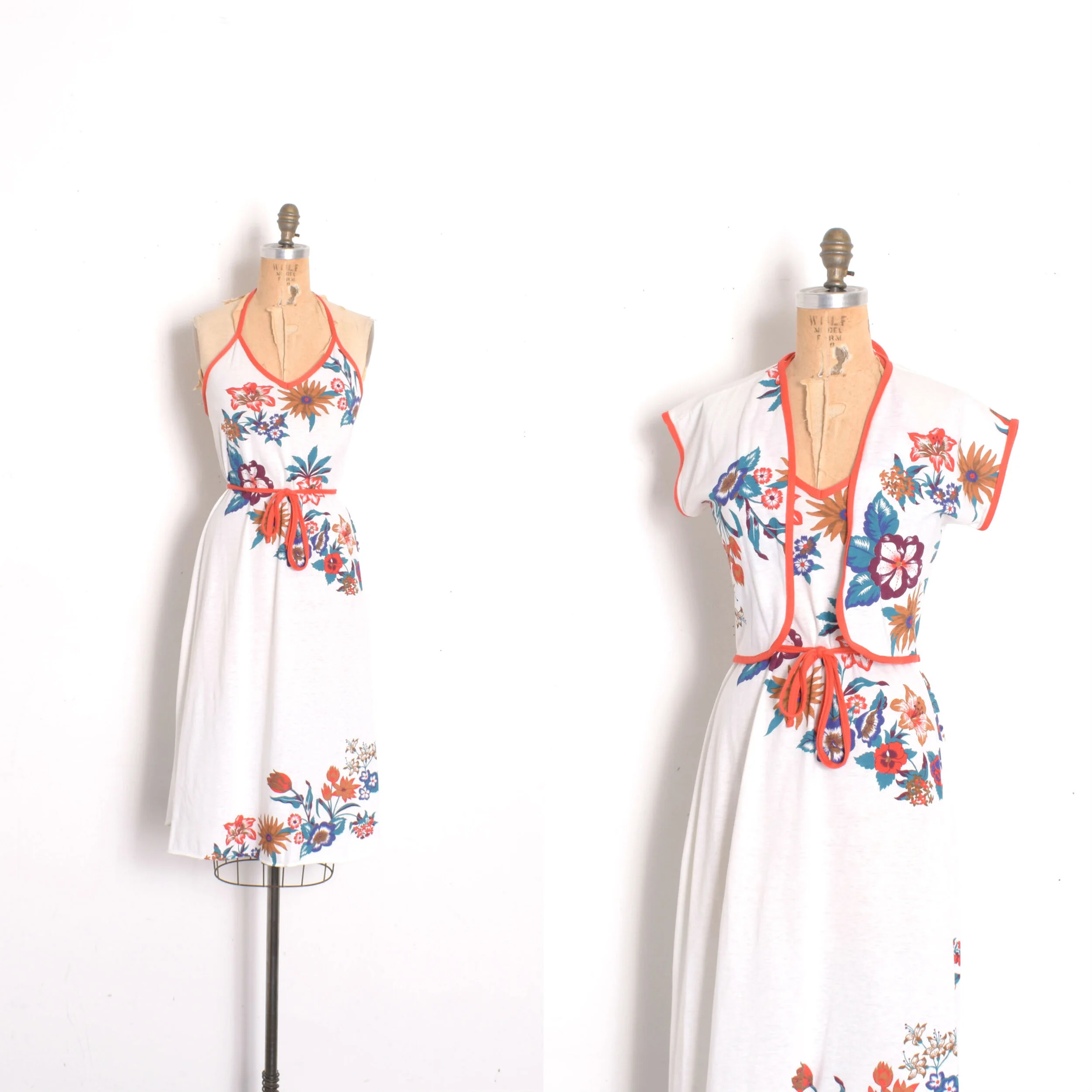 '70s Cotton Jersey Halter and Jacket Set-small