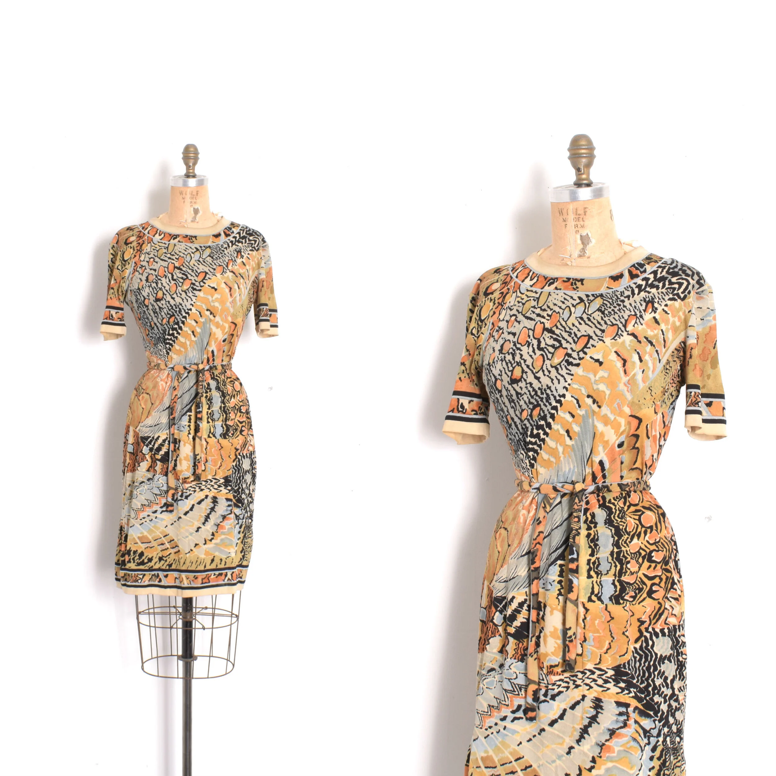 '80s Leonard Paris Silk Jersey Animal Print Dress-small