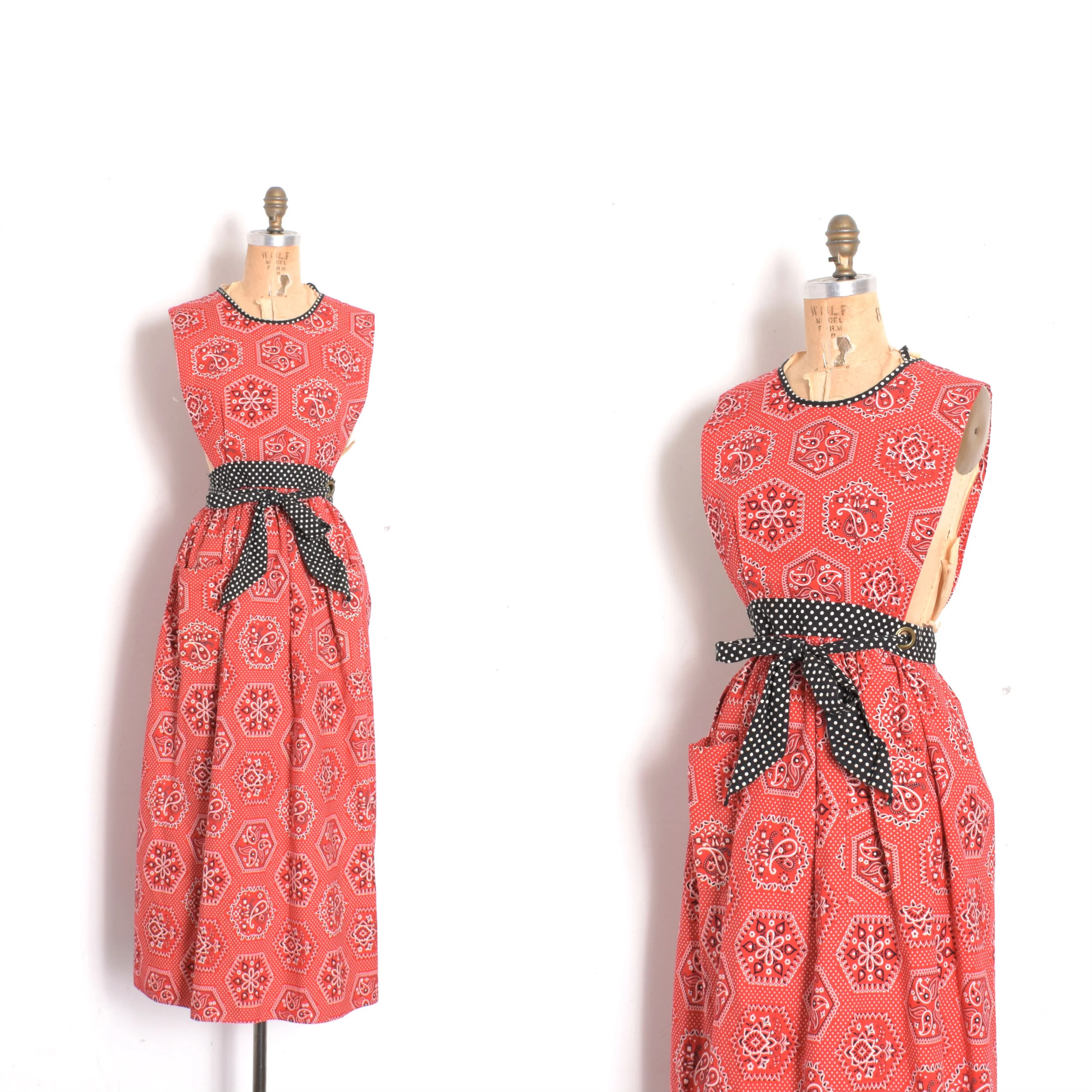 1970s Bandanna Print Pinafore Dress-medium