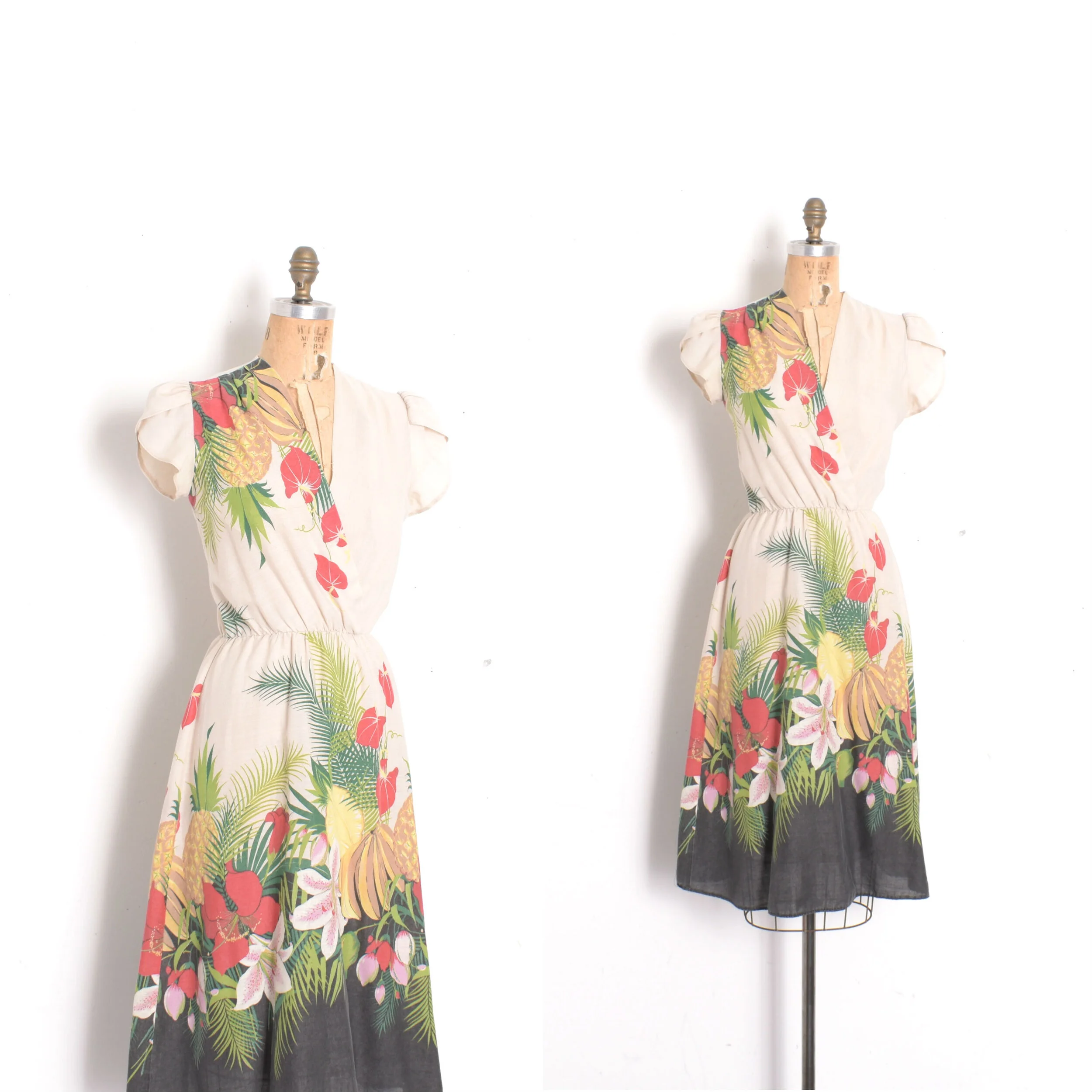 1980s Tropical Fruits Cotton Dress-small