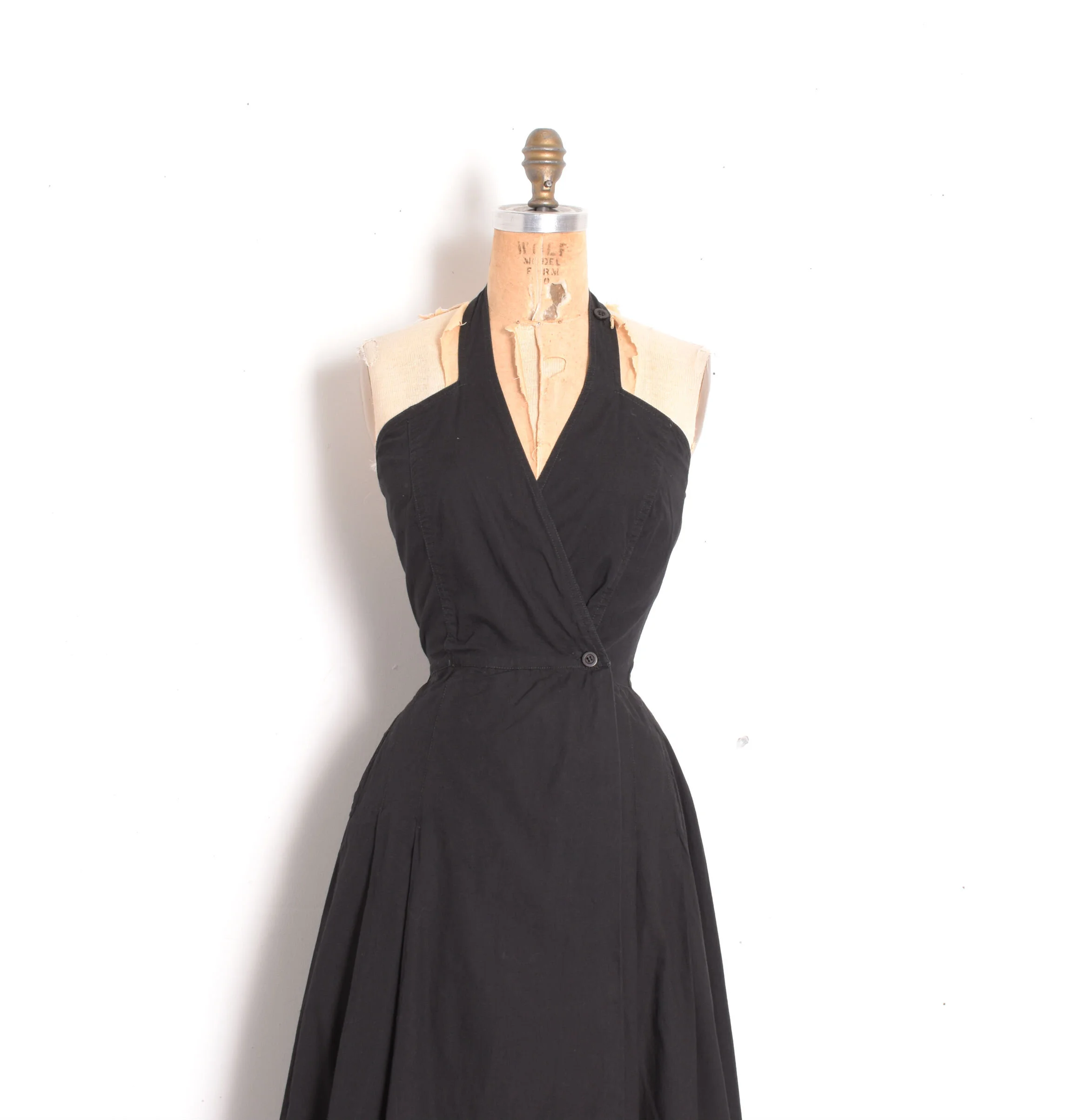 80s halter dress 80s B+W Dotted Halter Dress