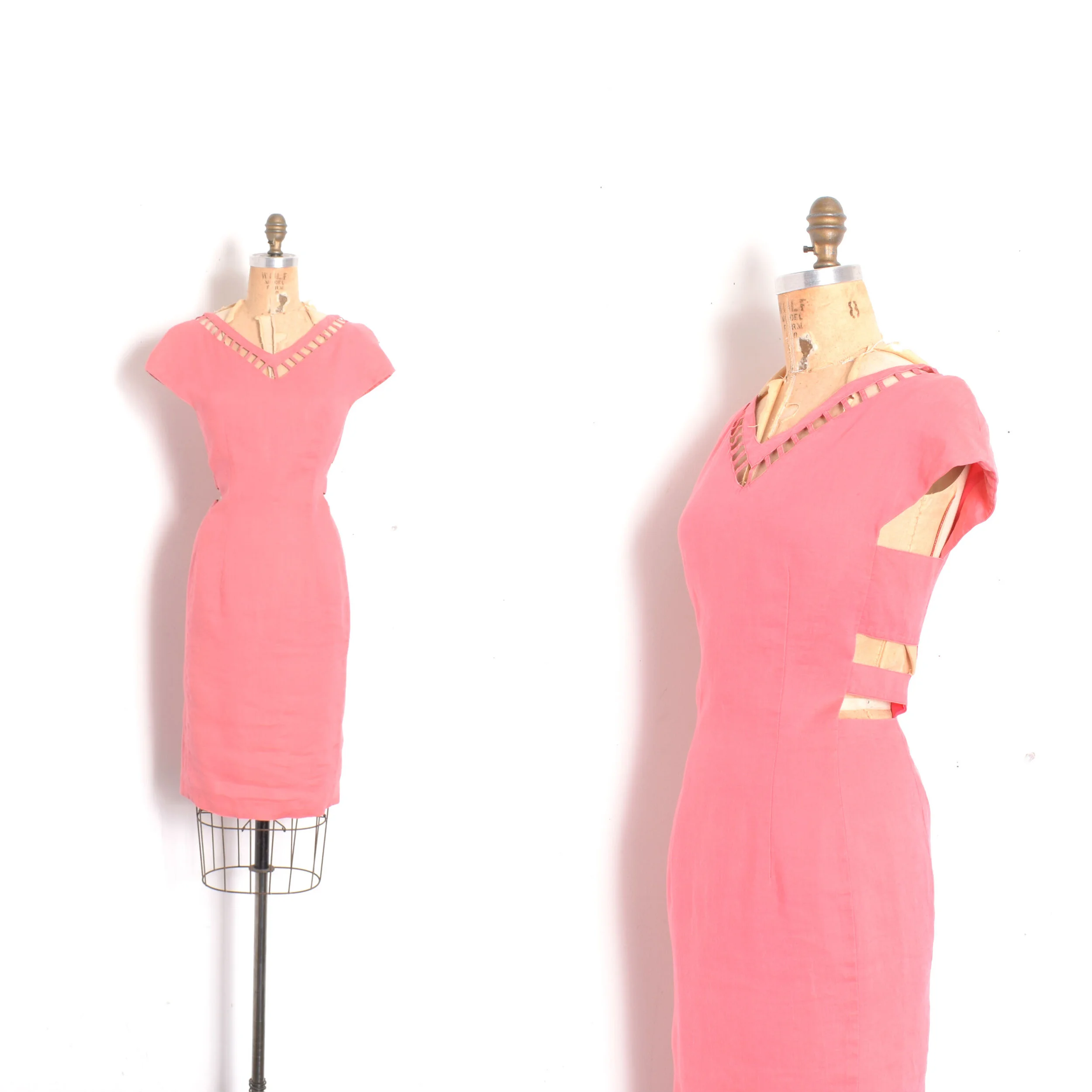 1980s Pink Cutout Dress-small