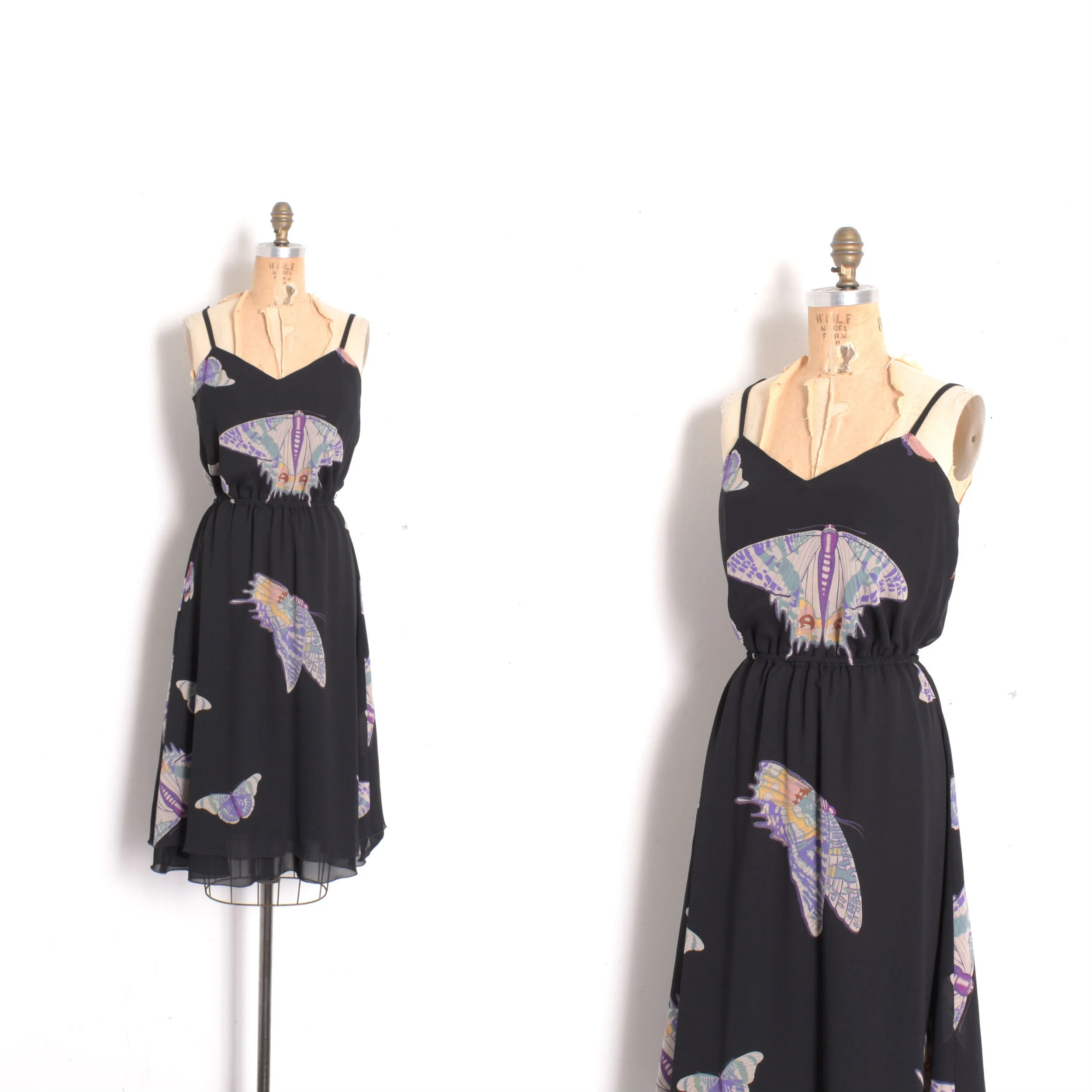 1970s Moth Print Sundress-small