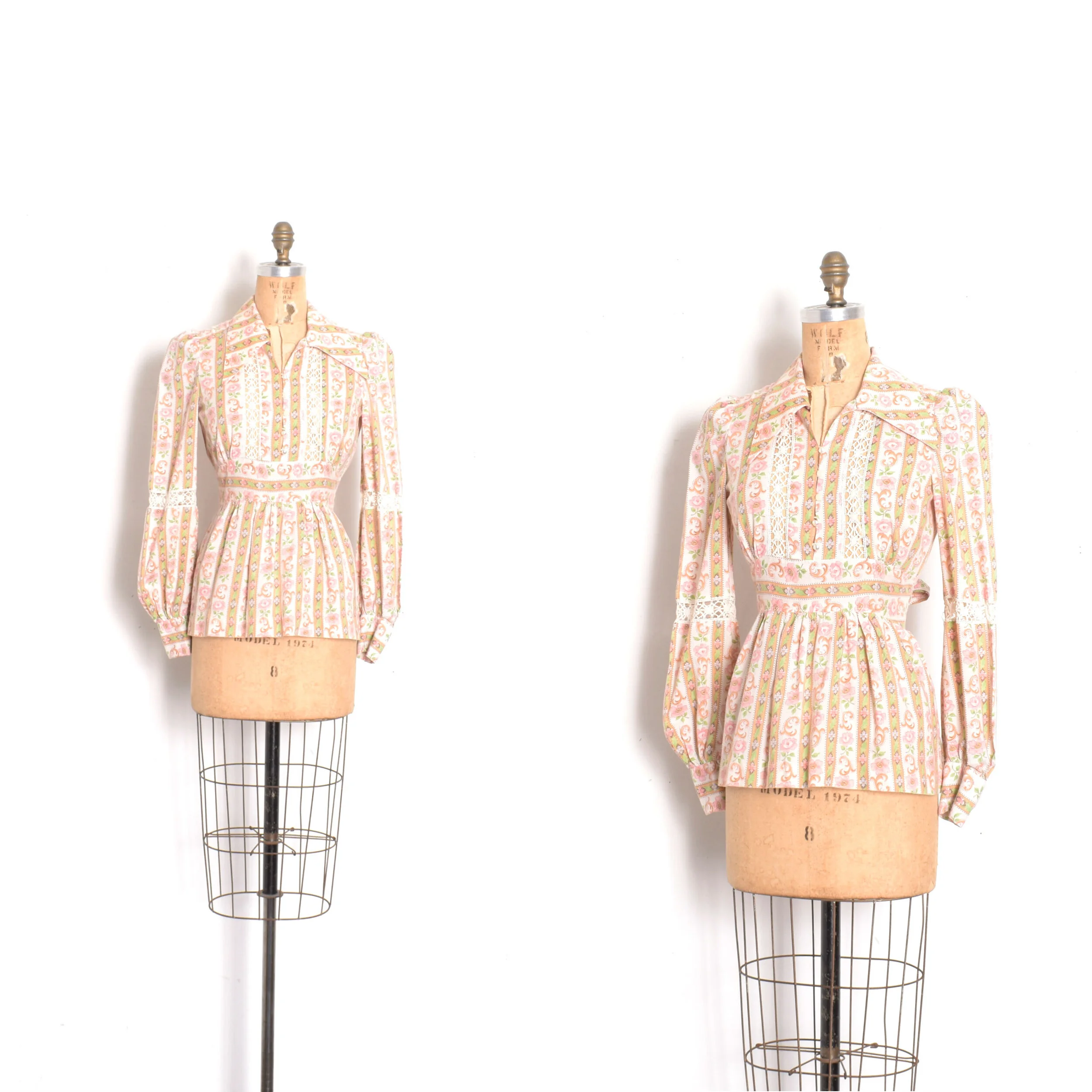 1970s Floral Print Prairie Blouse-small