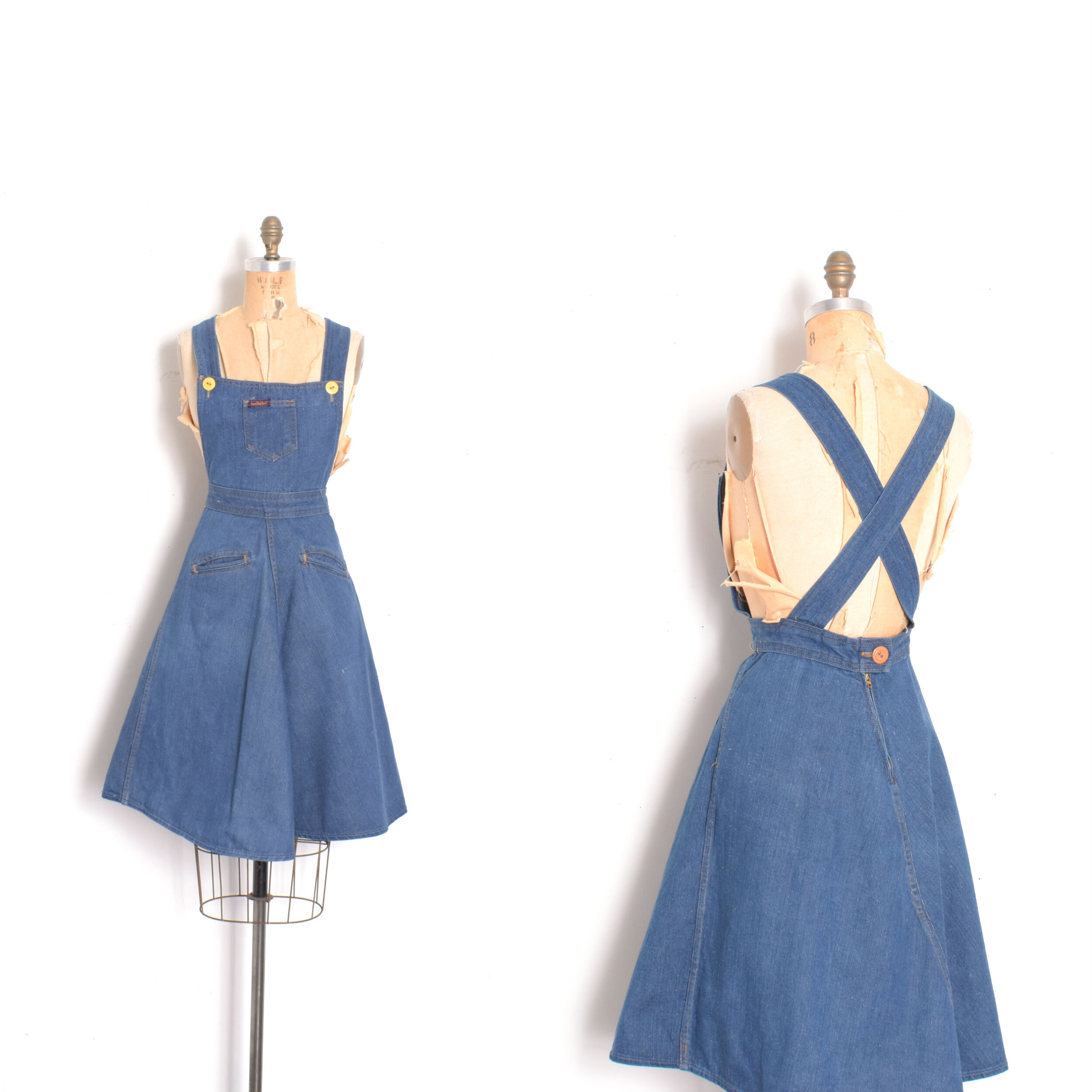 1970s Landlubber Overalls Dress-small