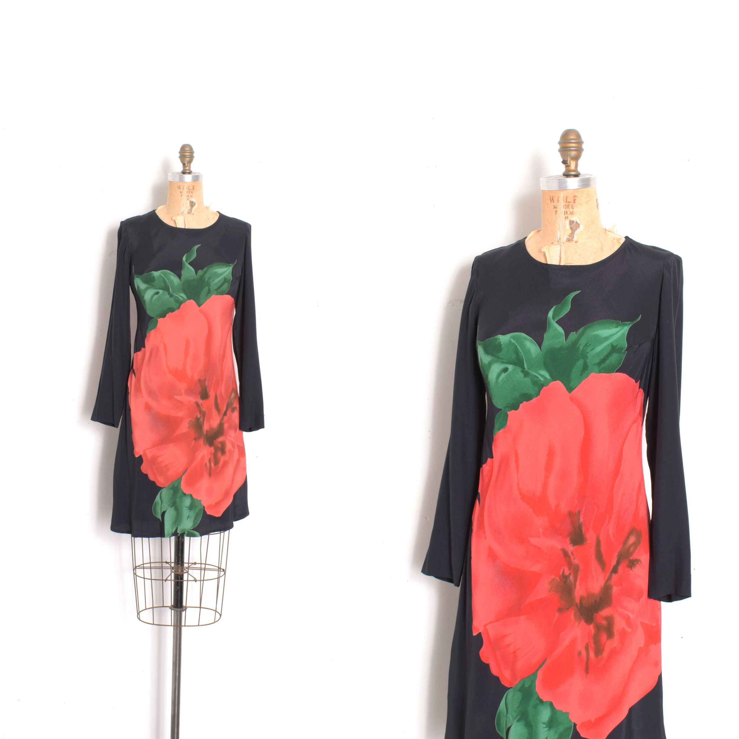 '90s Oversized Floral Rayon Dress-S/M