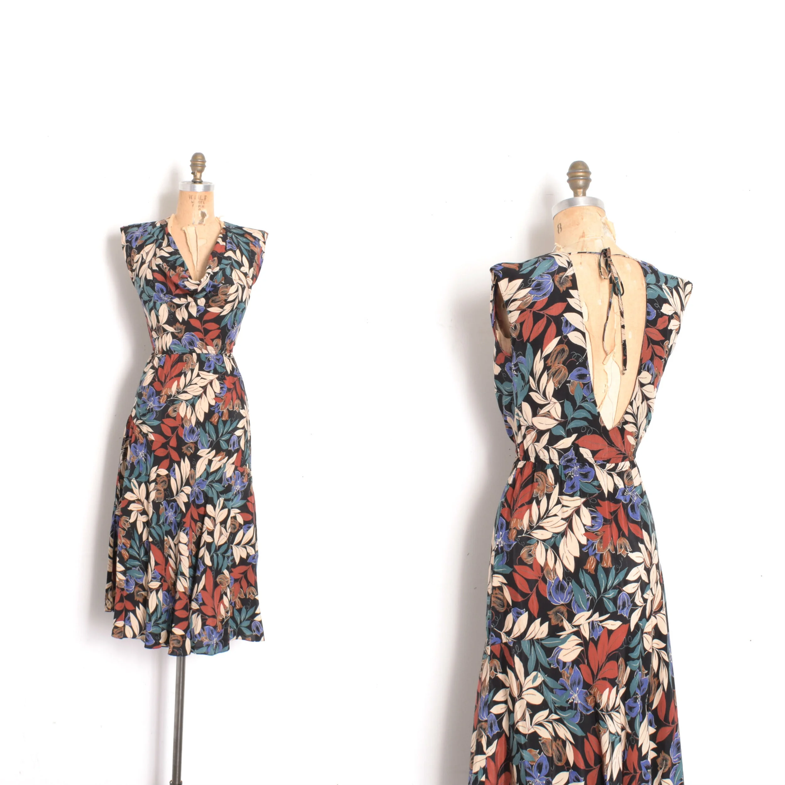 '70s Drapey Rayon Backless Dress-XS/S