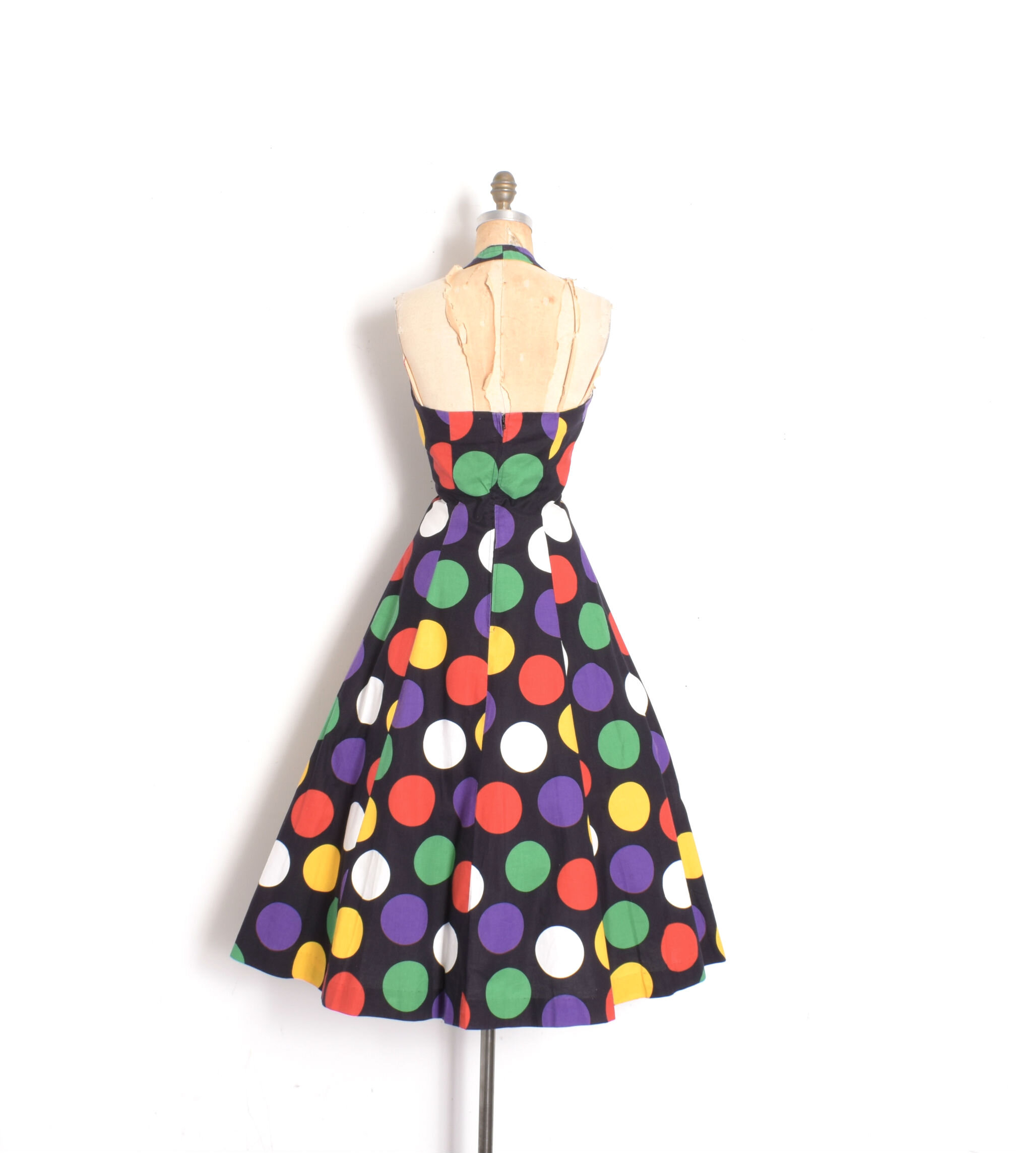 1980s Polka Dot Halter Dress-small  La Poubelle Vintage