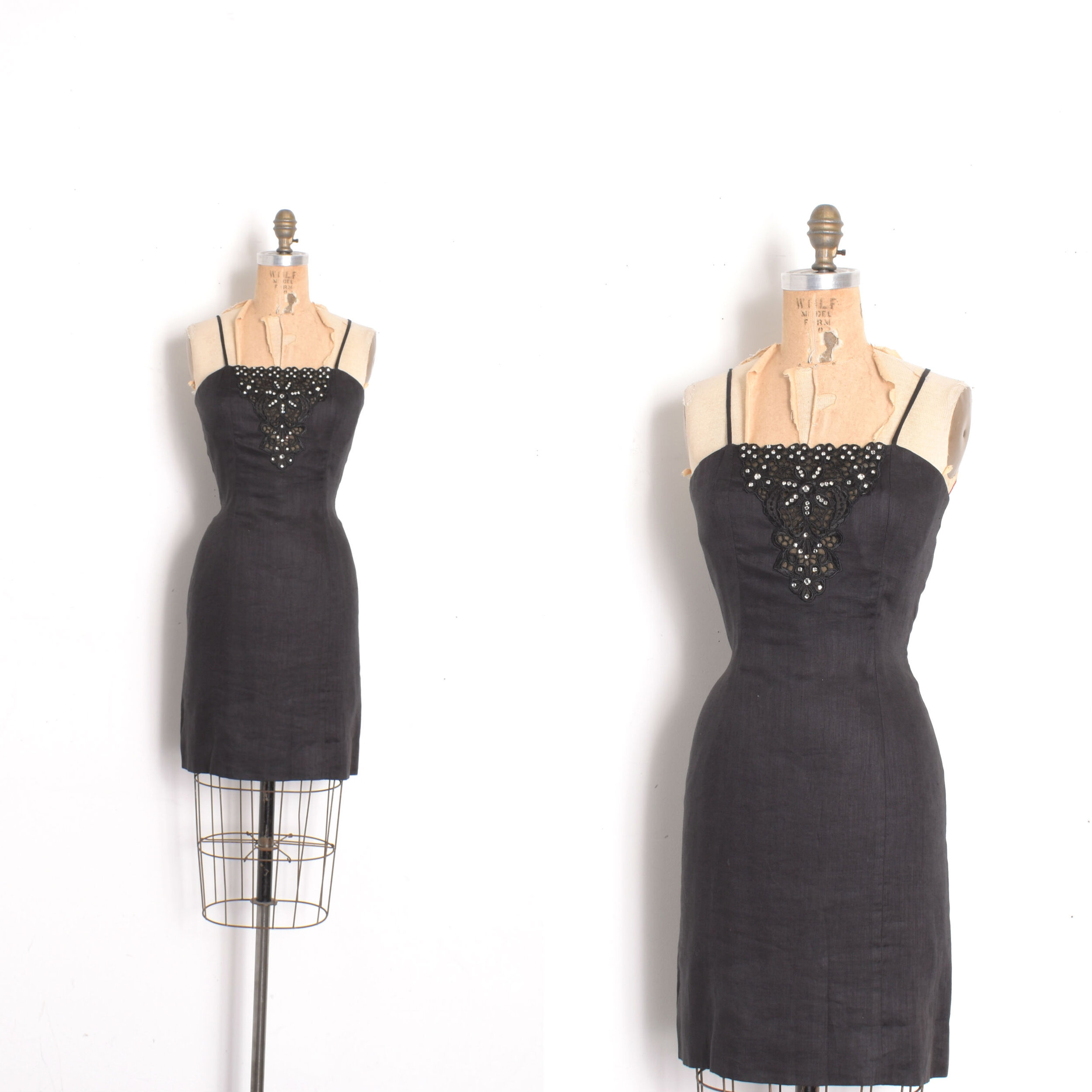 '80s Oleg Cassini Linen Mini Dress-small