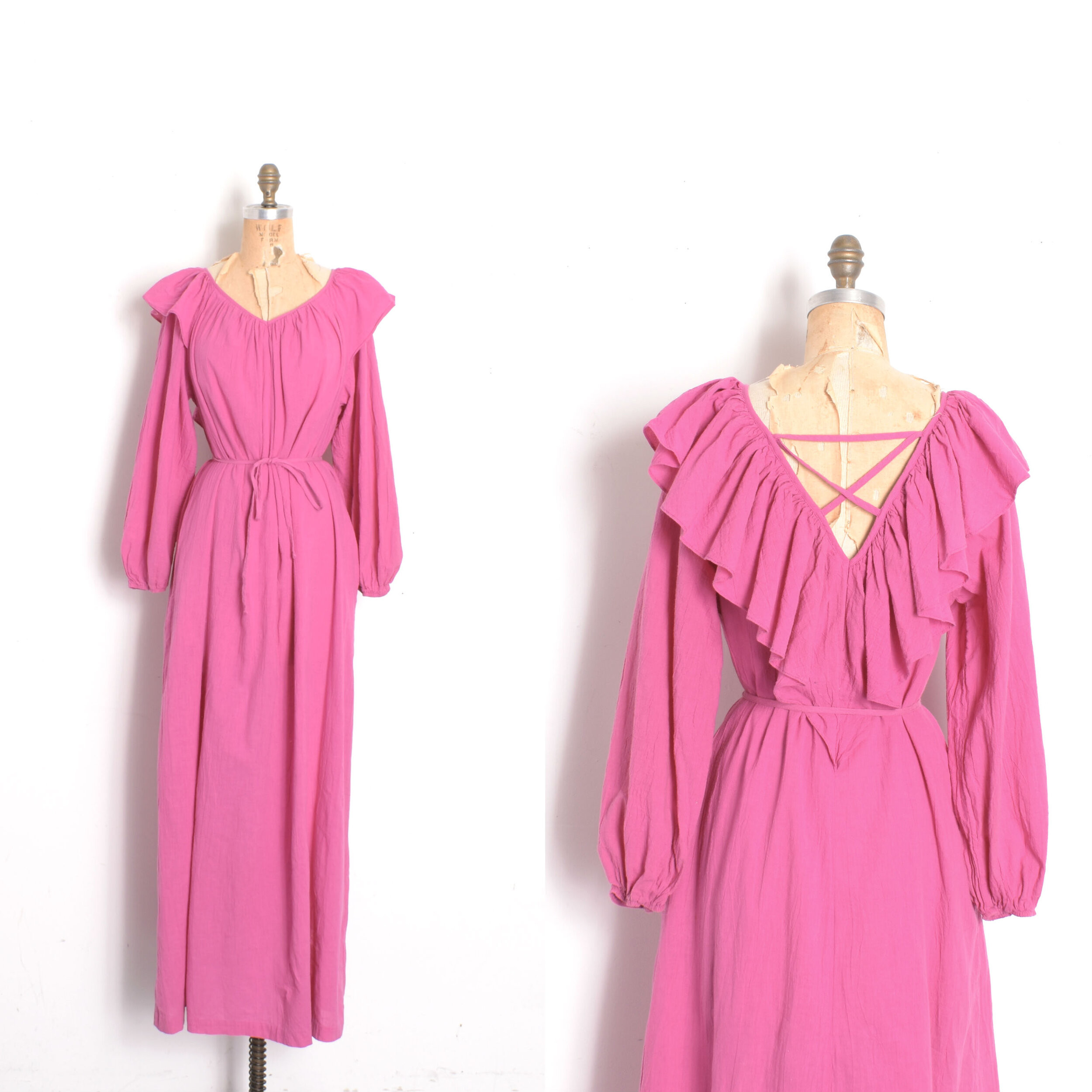 1980s Pink Gauze Maxi Dress-S/M/L
