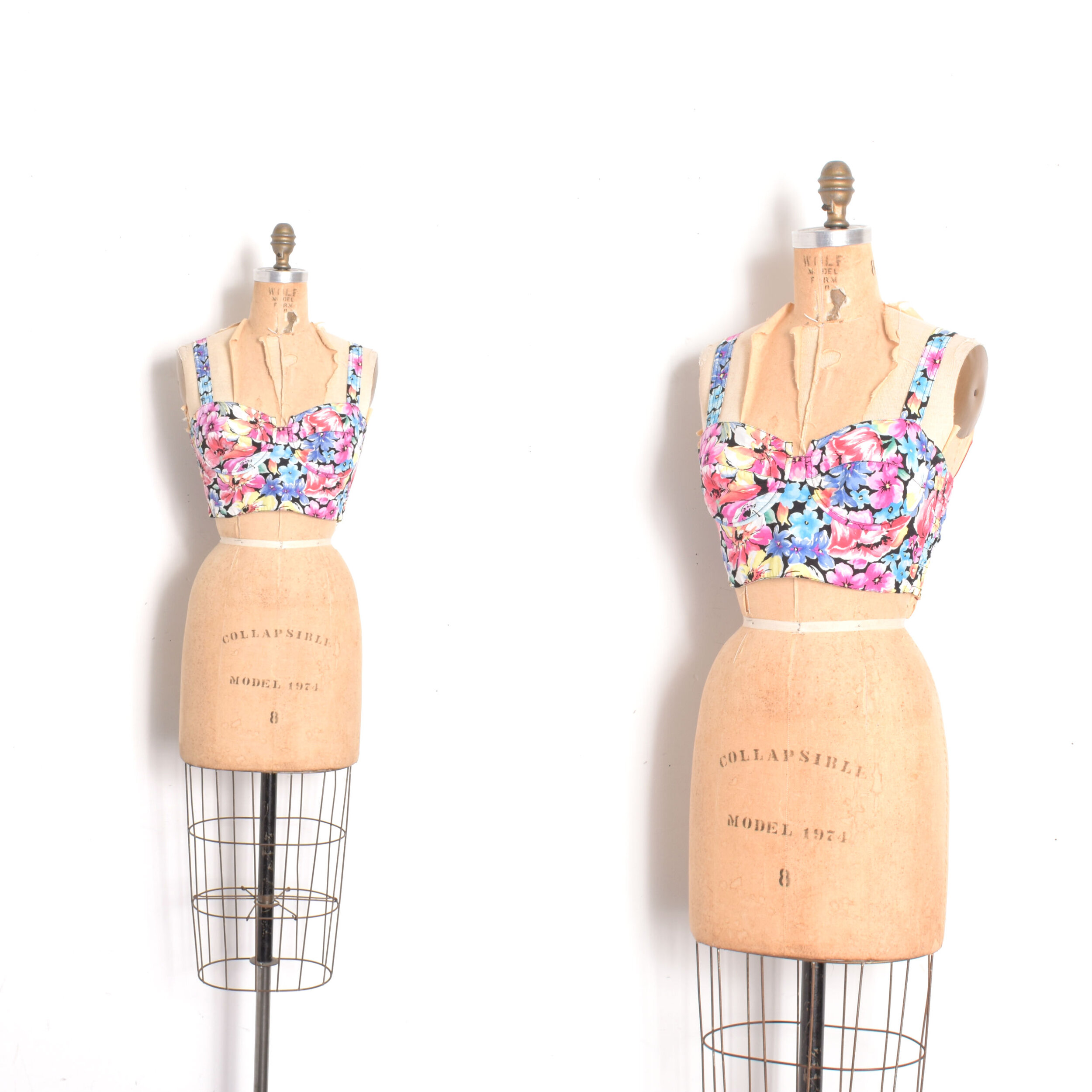 1980s Cropped Floral Bustier-XS/S