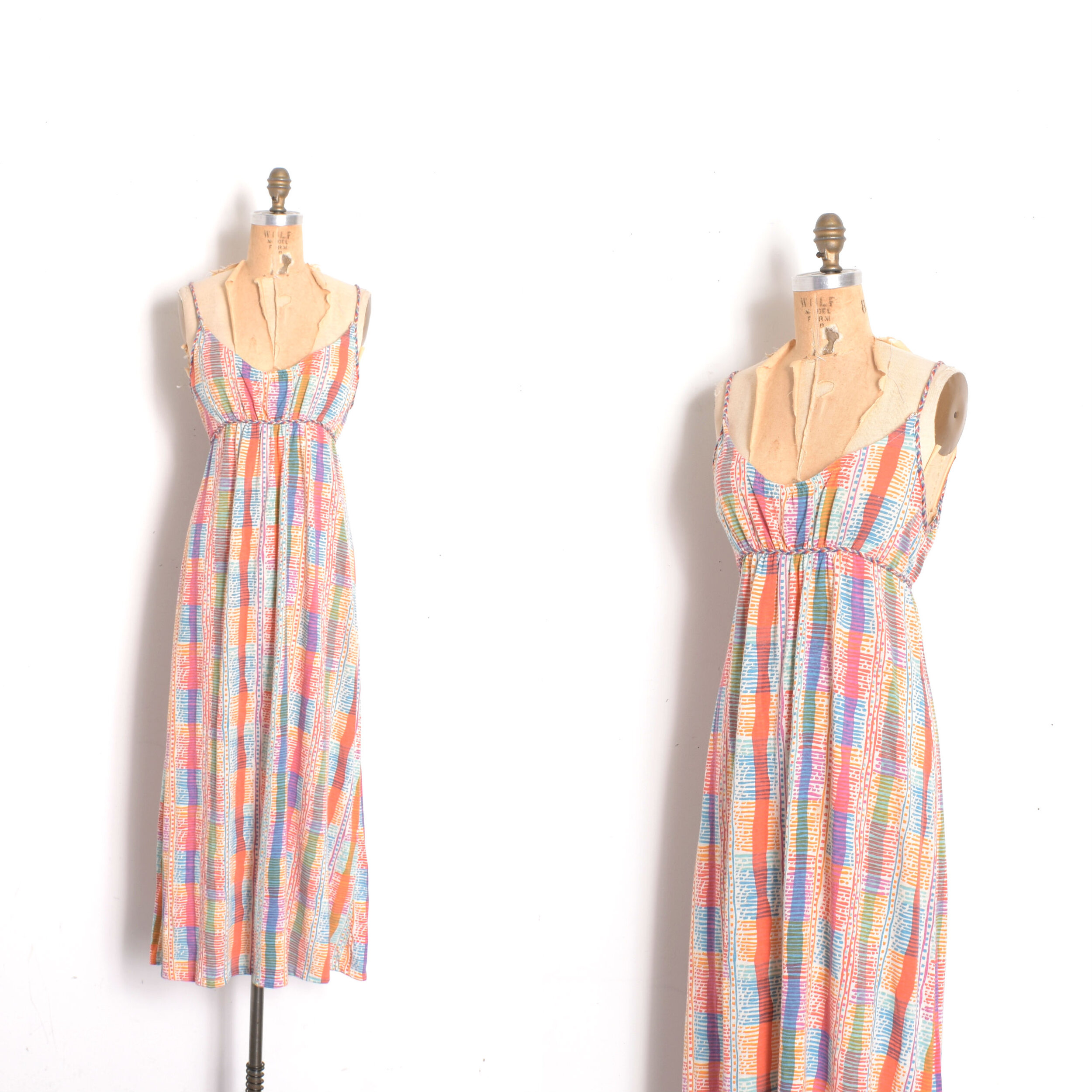 1970s Colorful Jersey Maxi Dress-medium