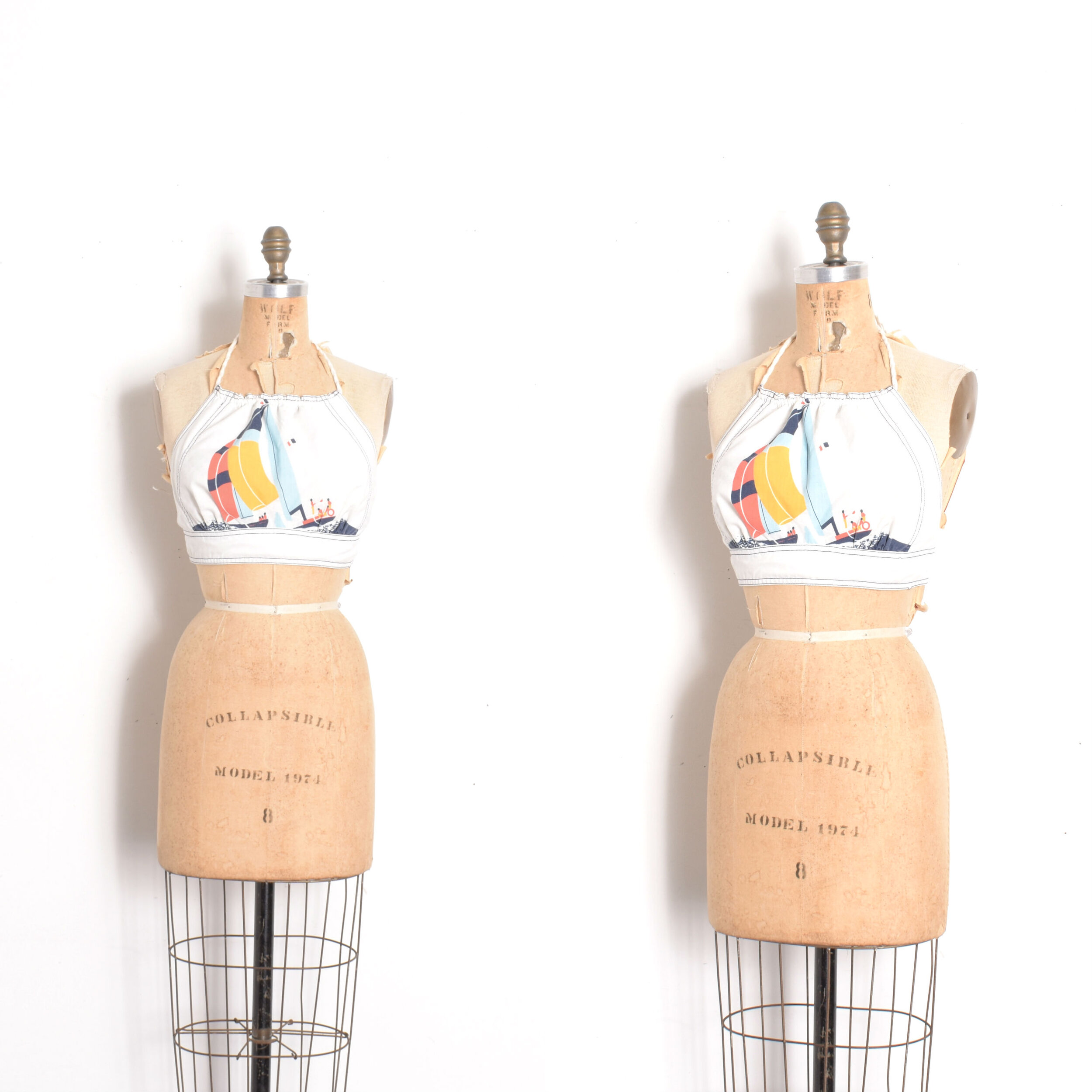 1970s Sailboat Halter Crop Top-XS/S