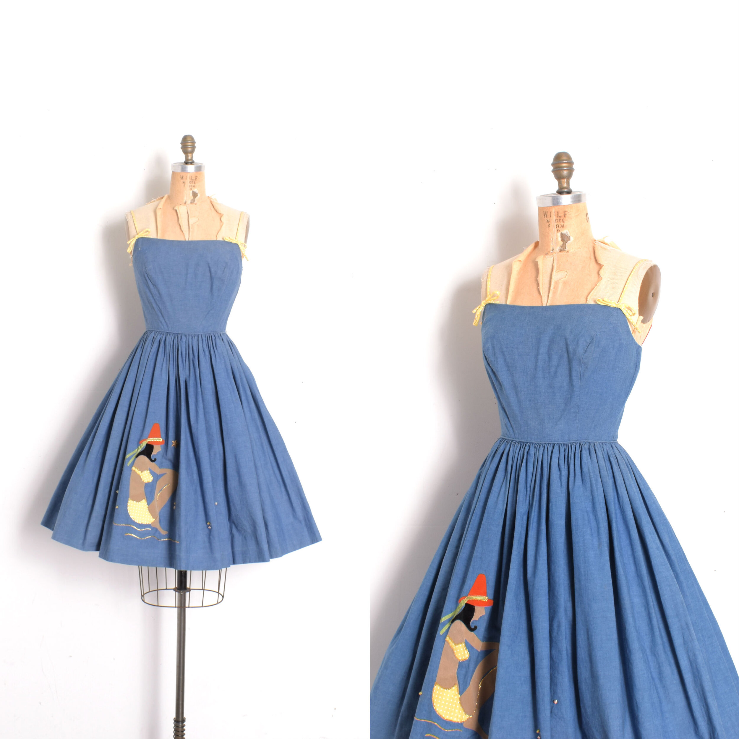 1950s Beach Beauty Cotton Sundress-XS