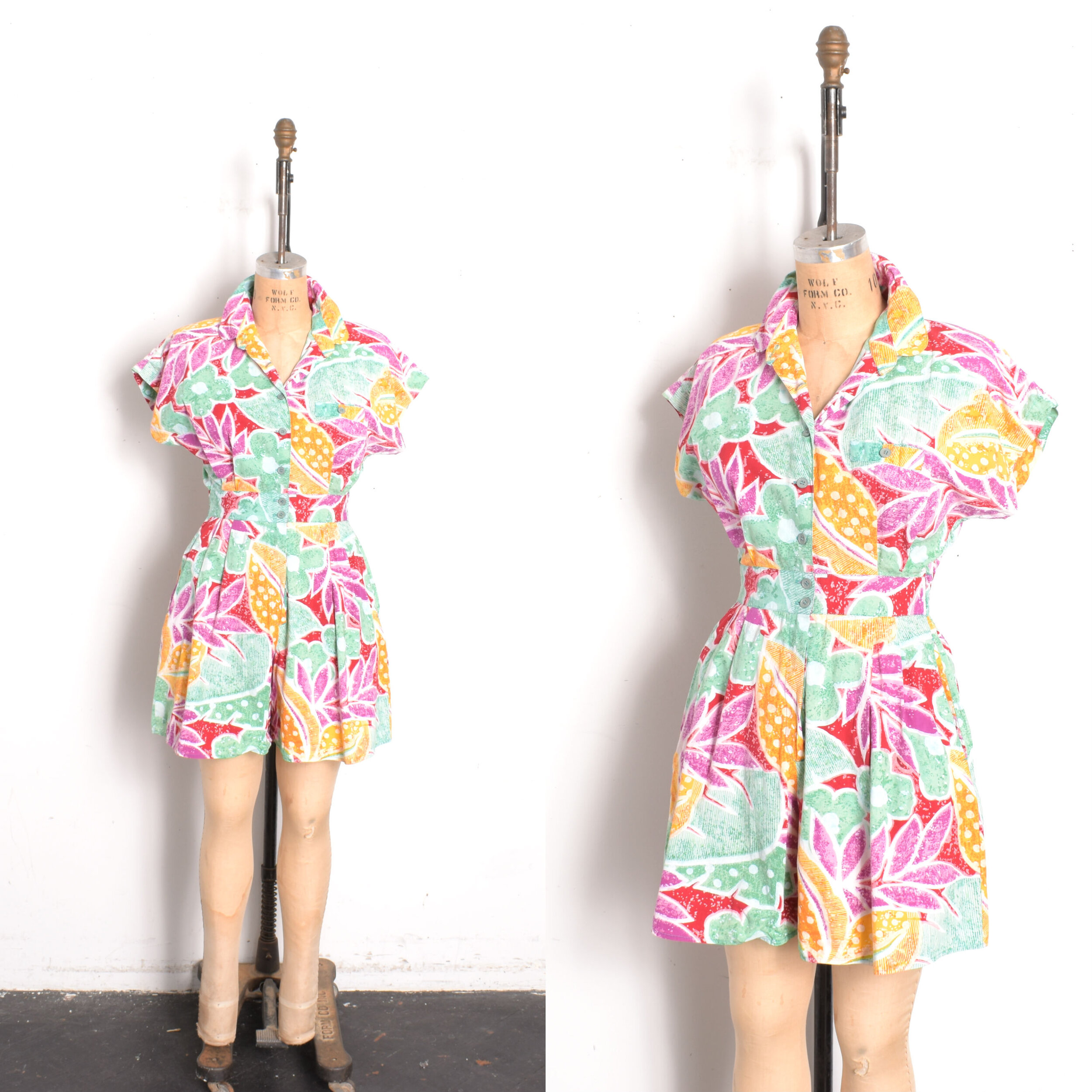 1980s Printed Cotton Romper-S/M