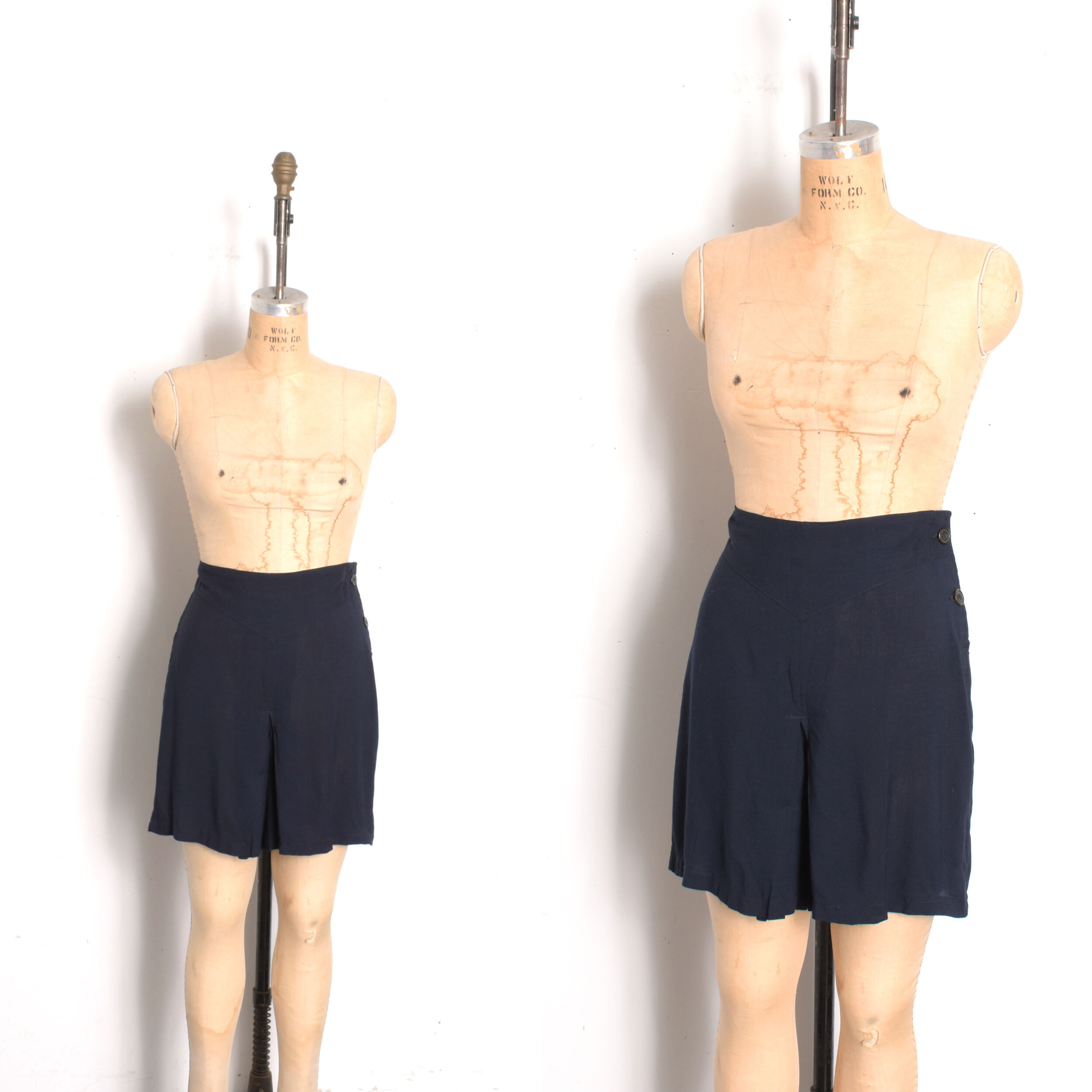 1950s Wide Leg Navy Shorts-medium