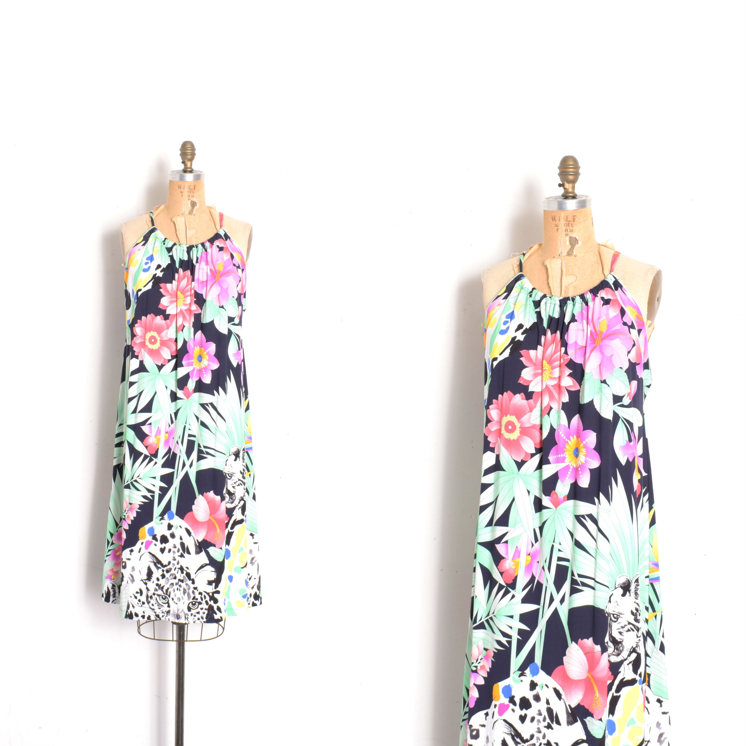 1980s Leonard Jungle Print Jersey Dress-S/M/L