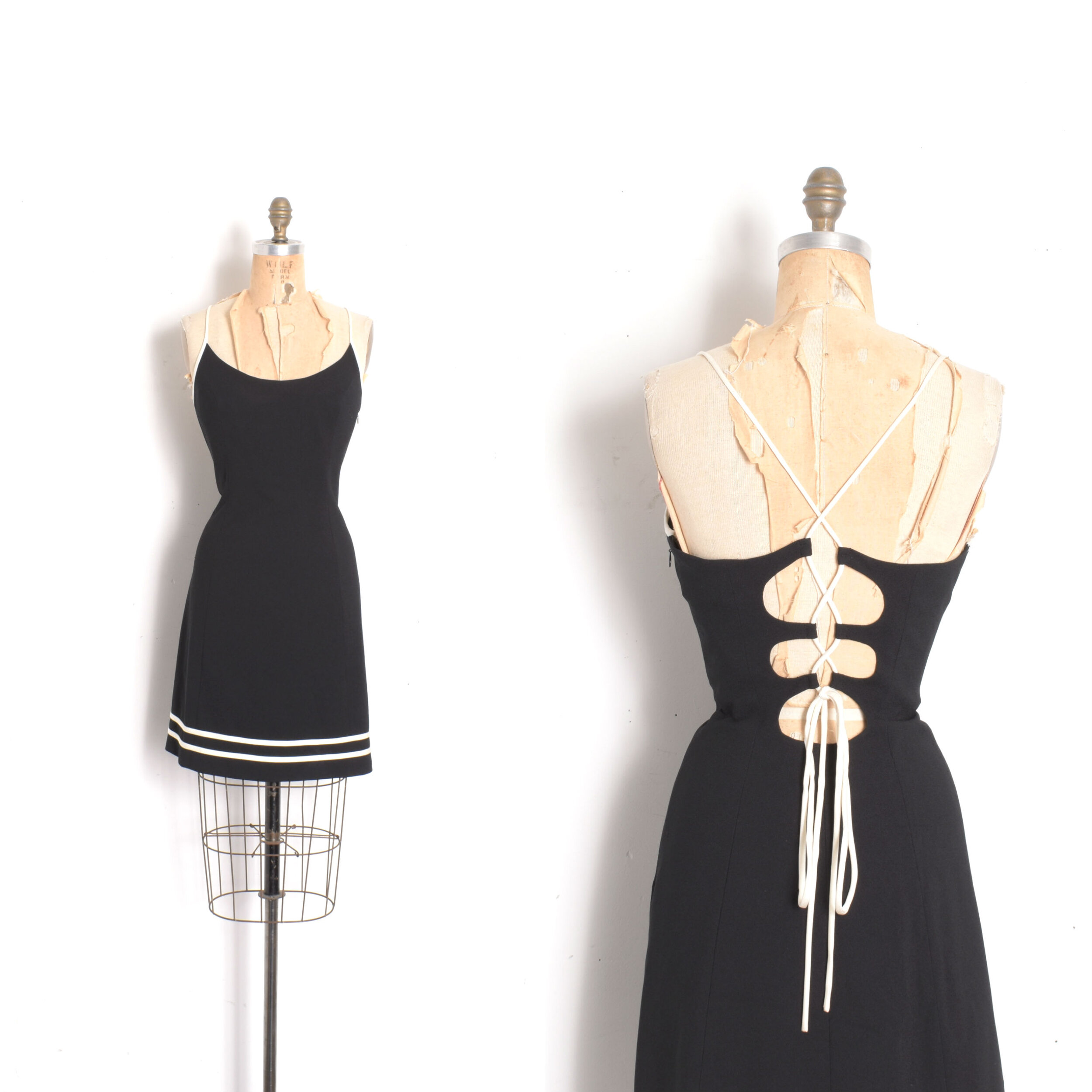 1980s Morton Myles Lace Up Back Dress-S/M