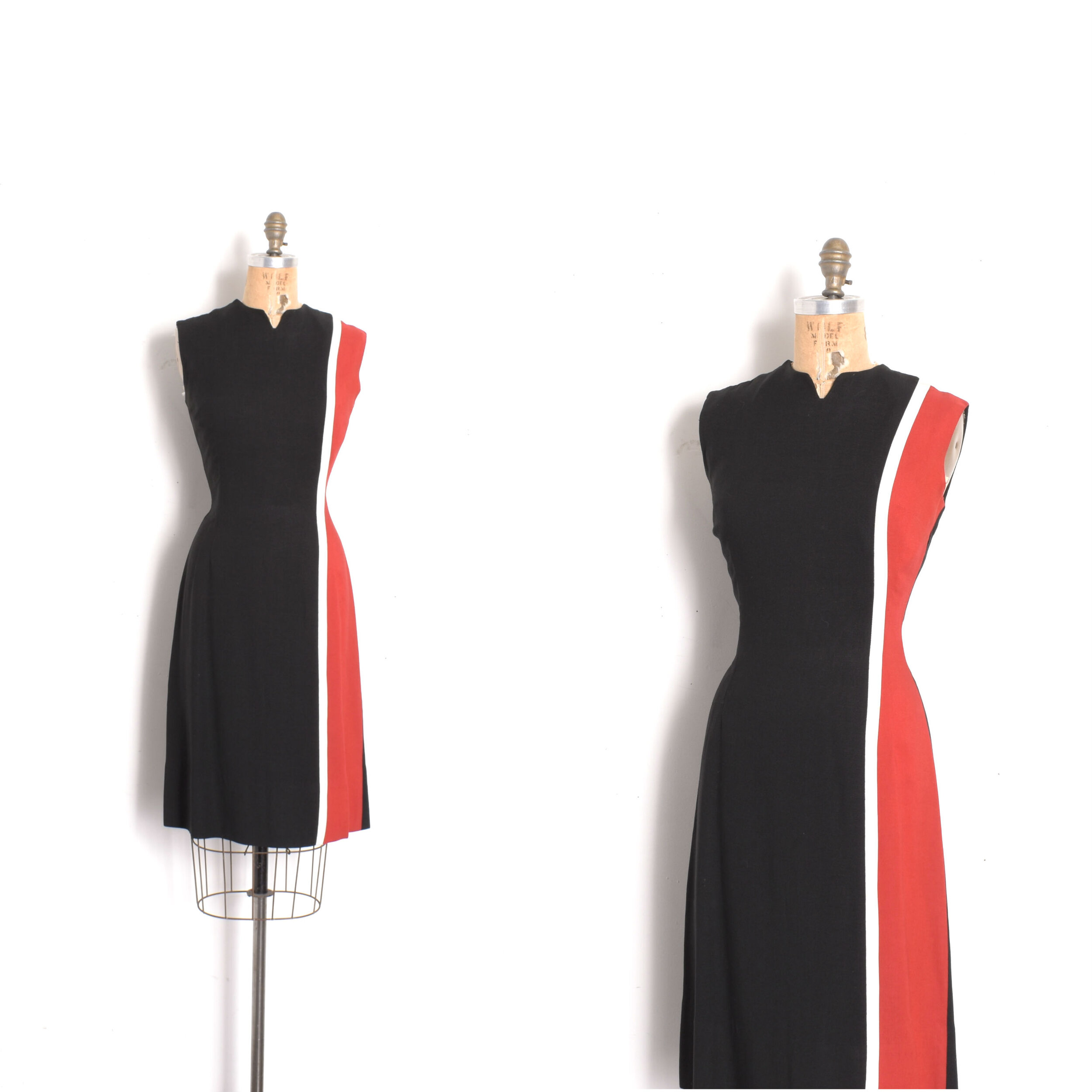 1950s Linen Colorblock Wiggle Dress-small 