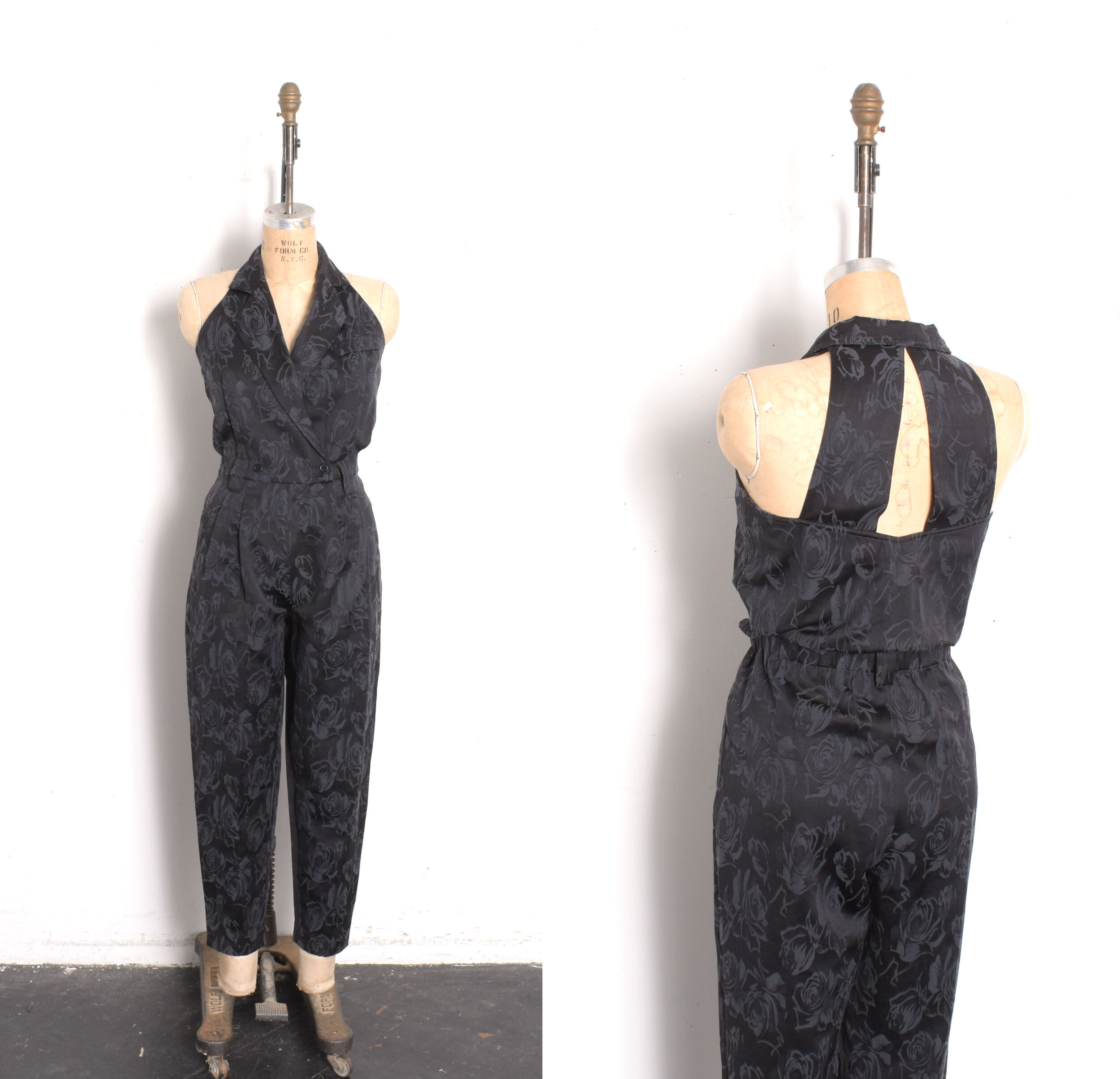 1980s Silky Rose Jumpsuit-M/L