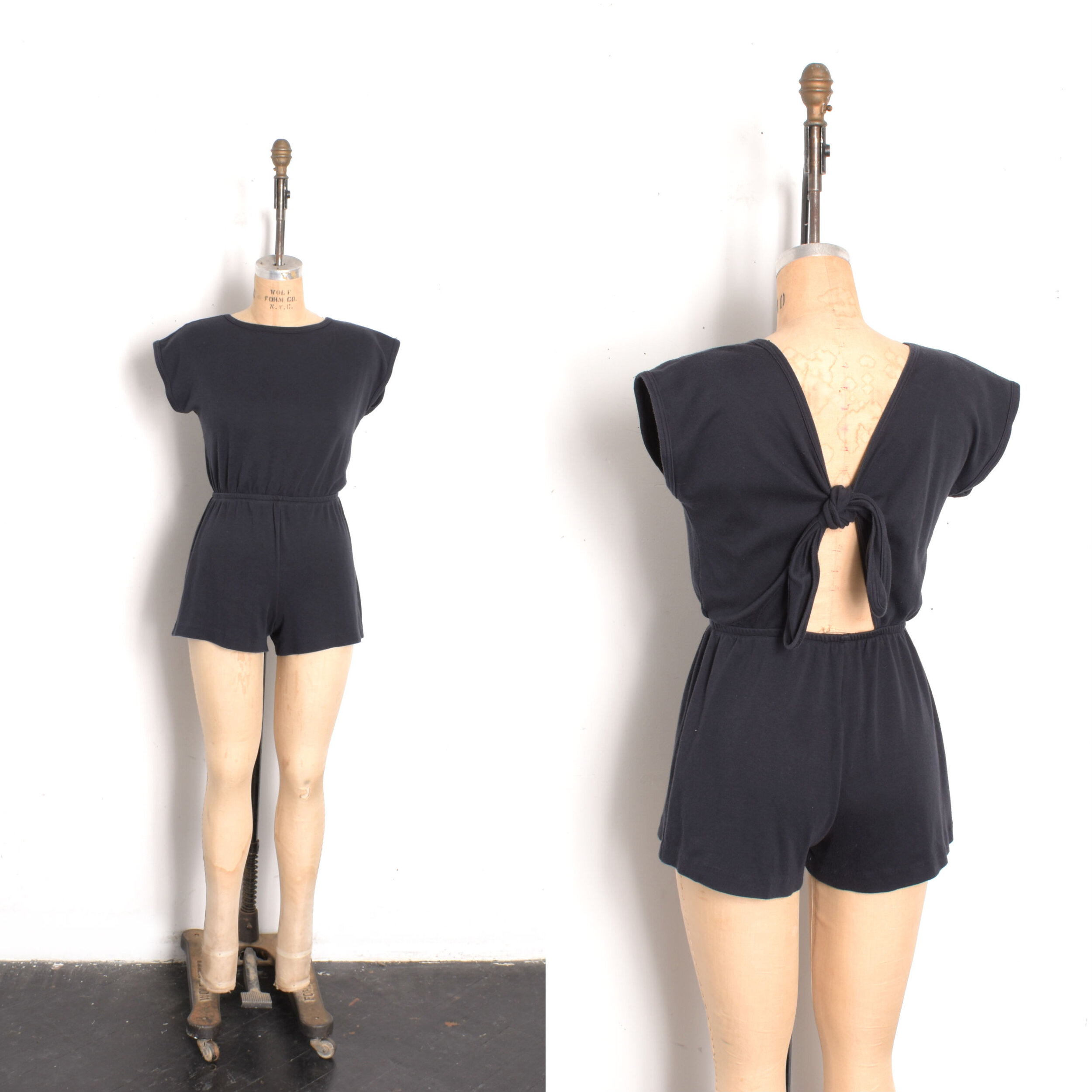 1980s Tie Back Cotton Romper-XS/S