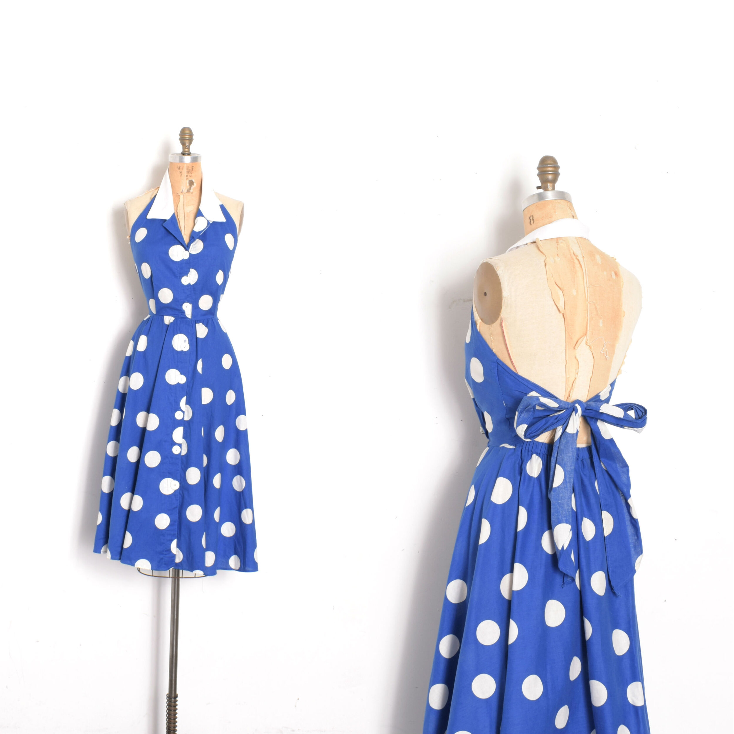 1980s Tie Back Polka Dot Sundress-S/M