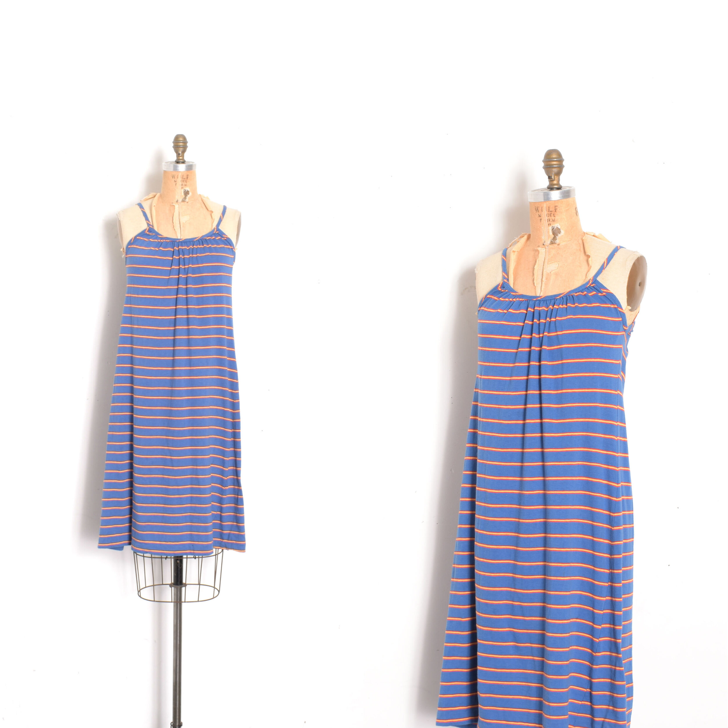 1970s Striped Cotton Jersey Dress-S/M