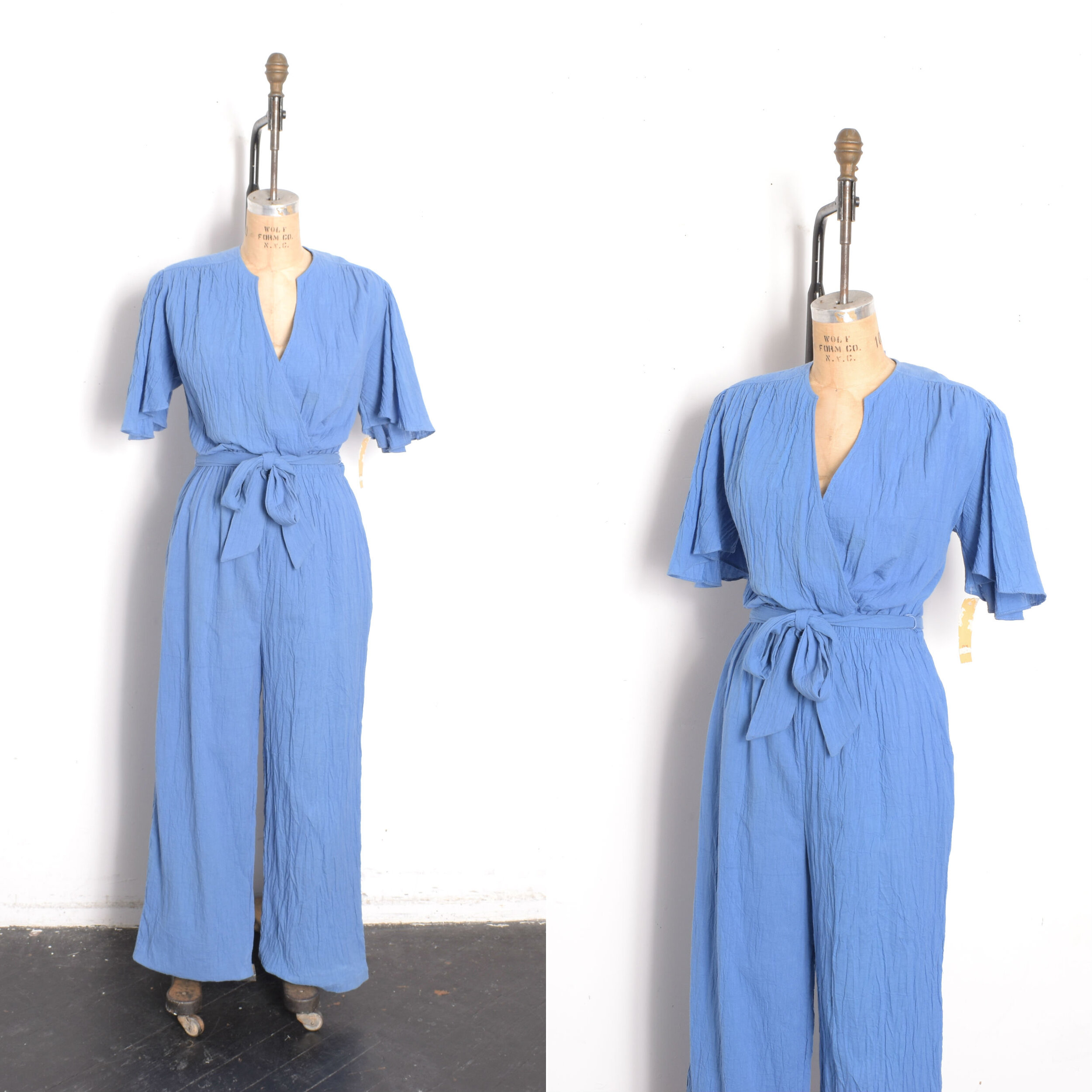 1980s David Brown Crinkle Cotton Jumpsuit-large