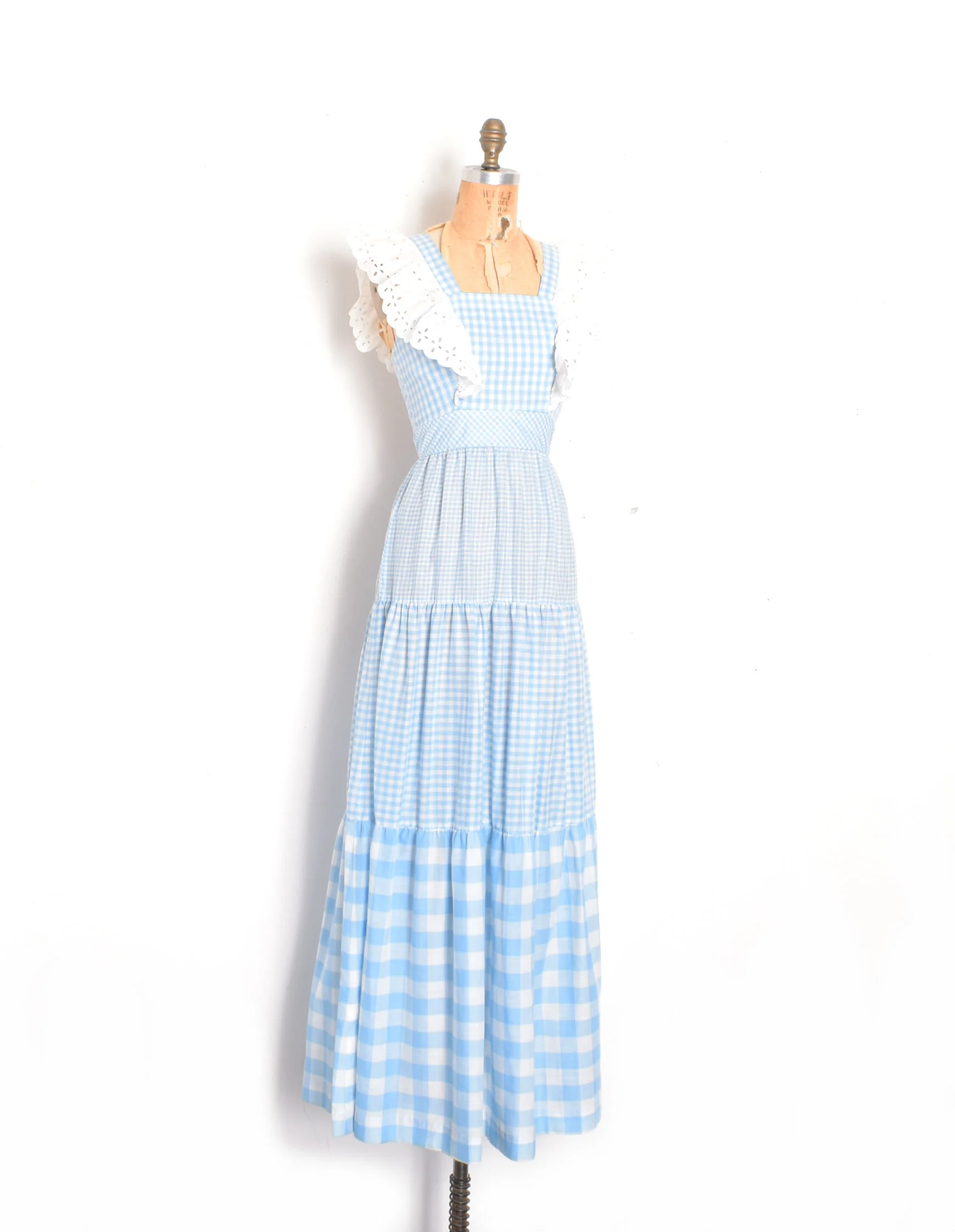 1970s Gingham Gradient Maxi Dress-XS  La Poubelle Vintage