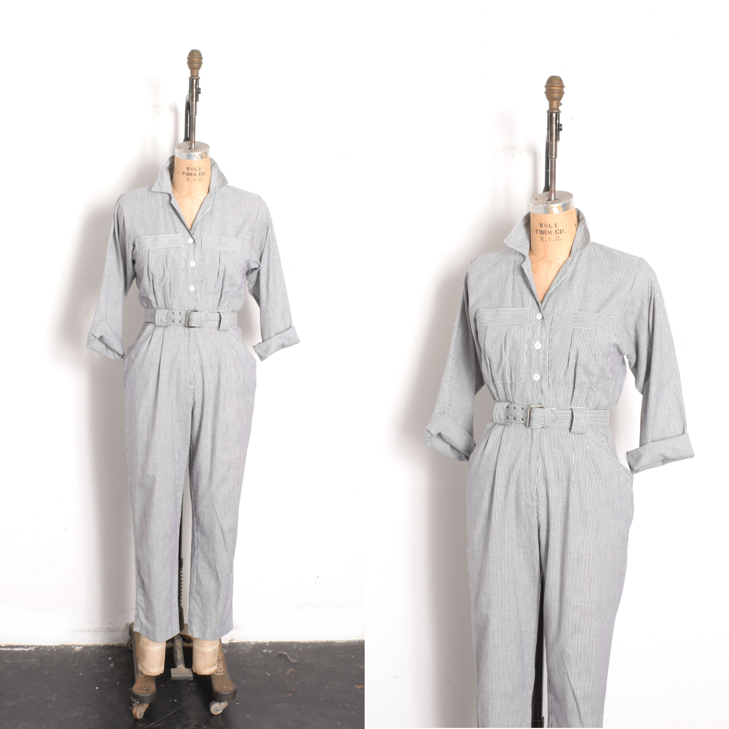 1980s Engineer Stripe Jumpsuit-XS