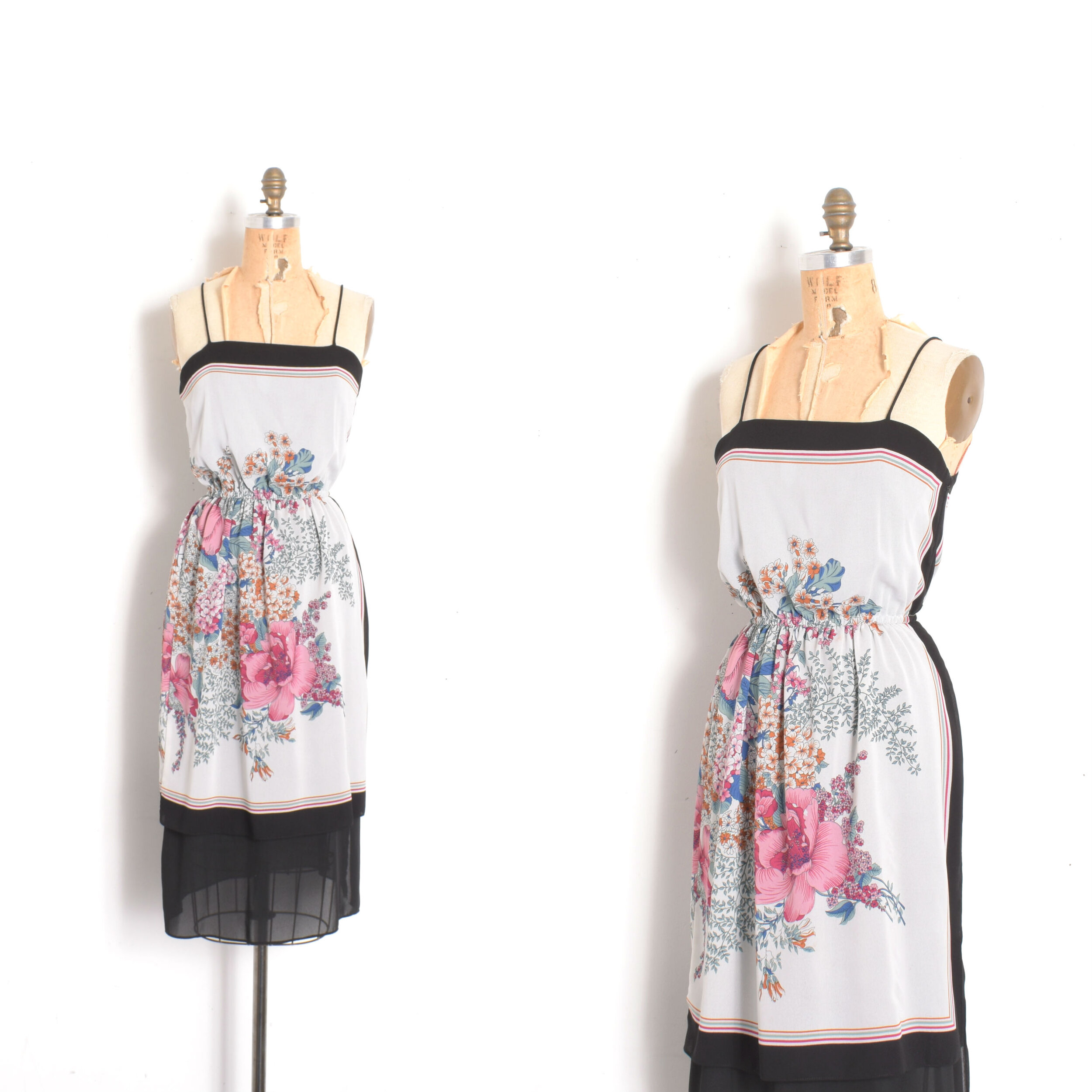 1970s Floral Scarf Print Tank Dress-XS/S