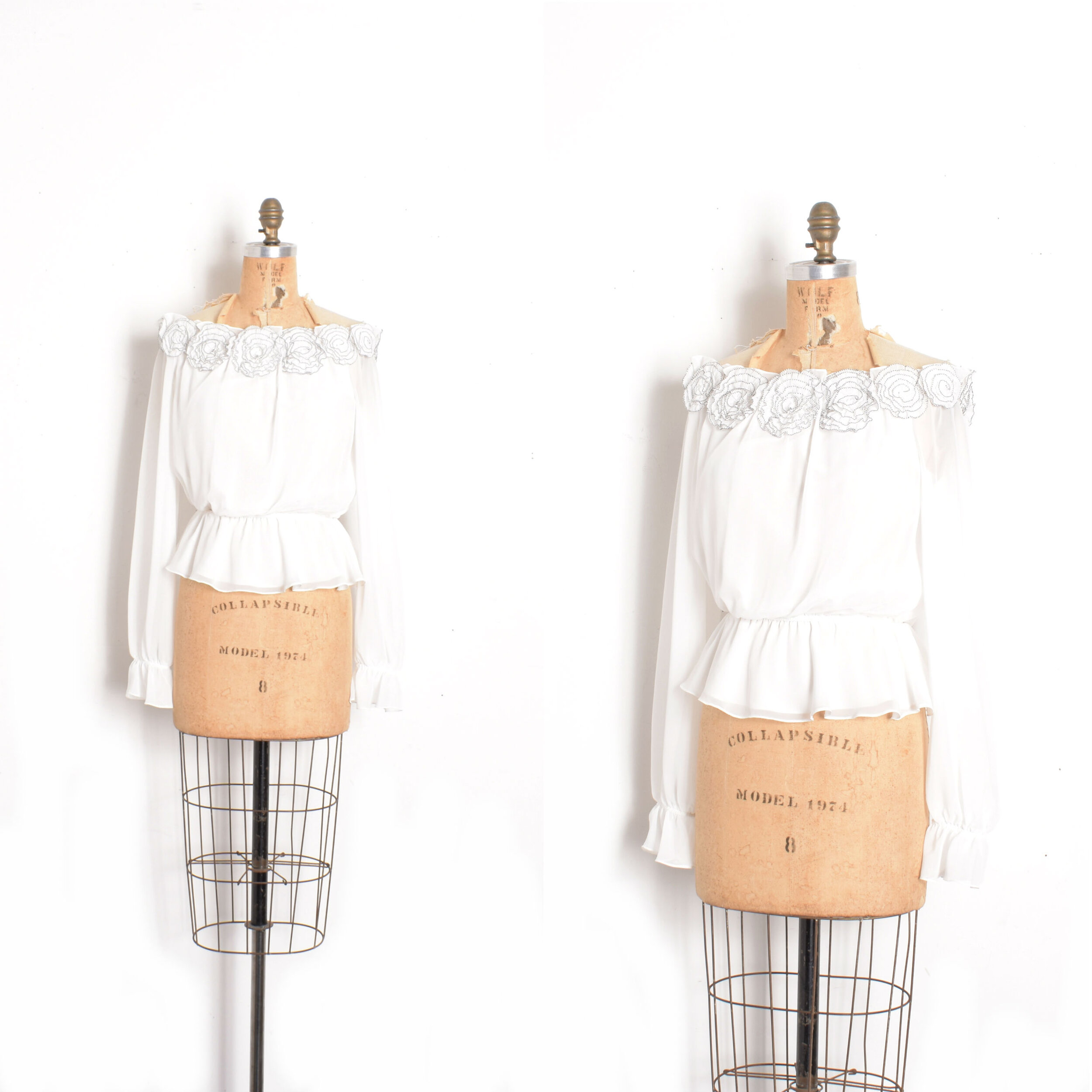 Victor Costa Off Shoulder Ruffle Blouse-S/M