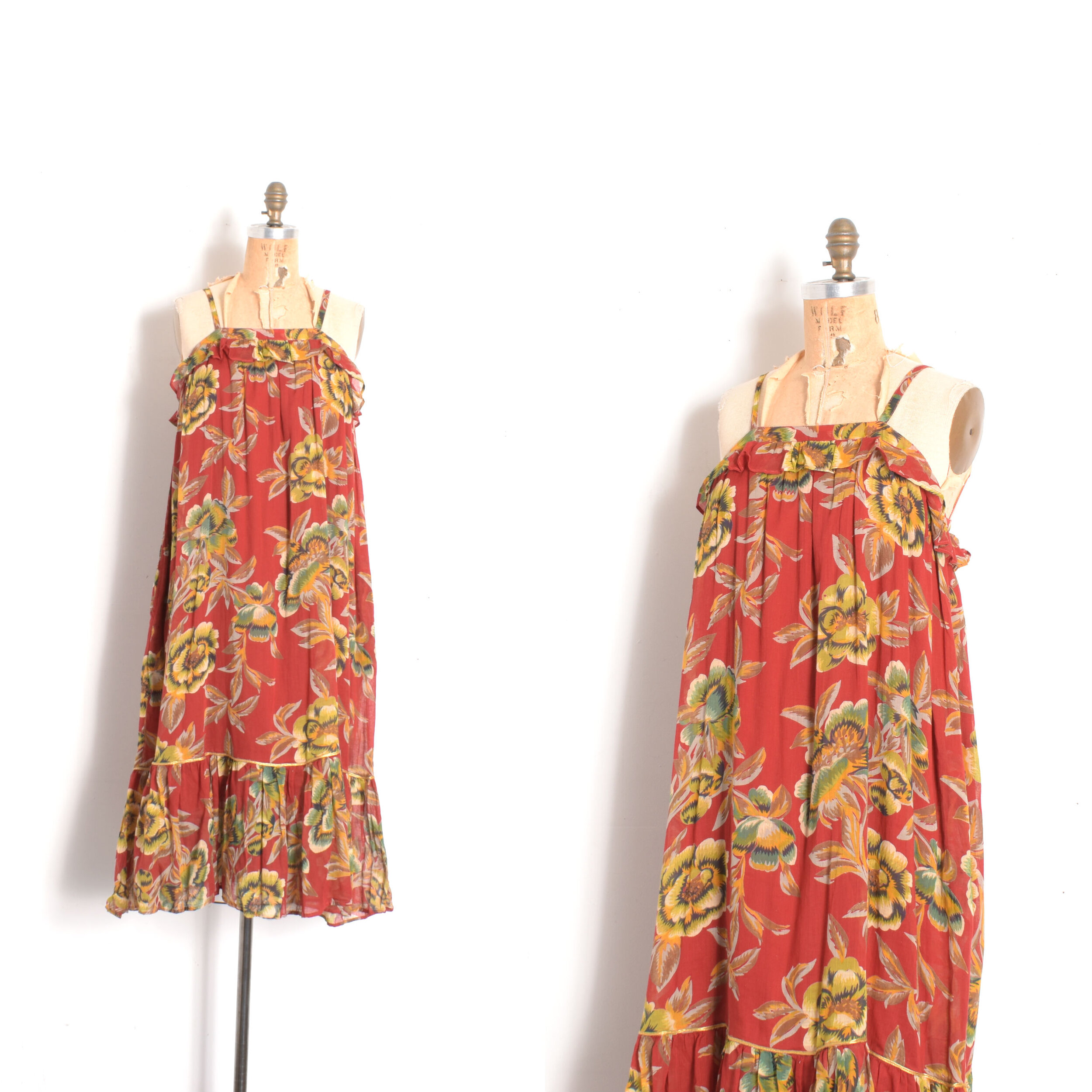 Deadstock 1970s Indian Cotton Floral Dress-S/M