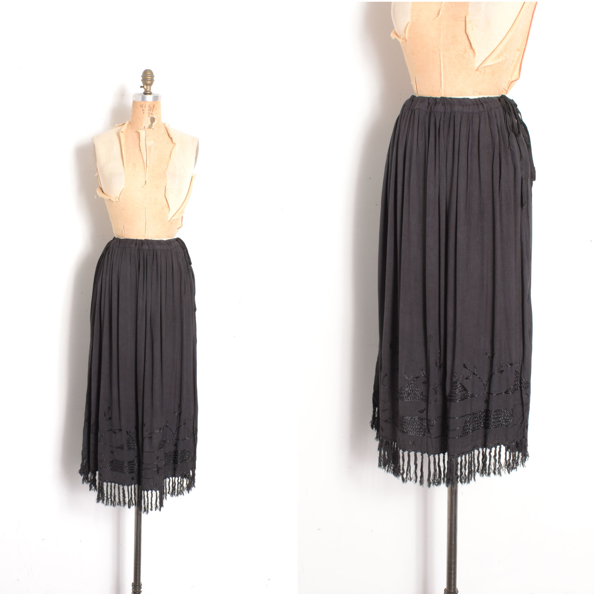 Deadstock 1970s Drapey Fringe Skirt-XS/S/M/L