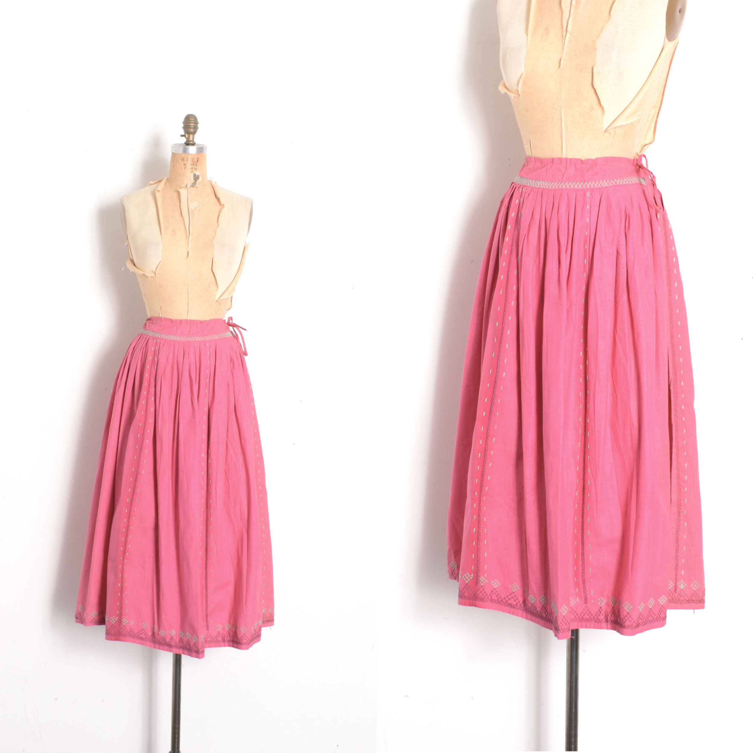 Deadstock 1970s Embroidered Cotton Skirt-XS/S/M/L