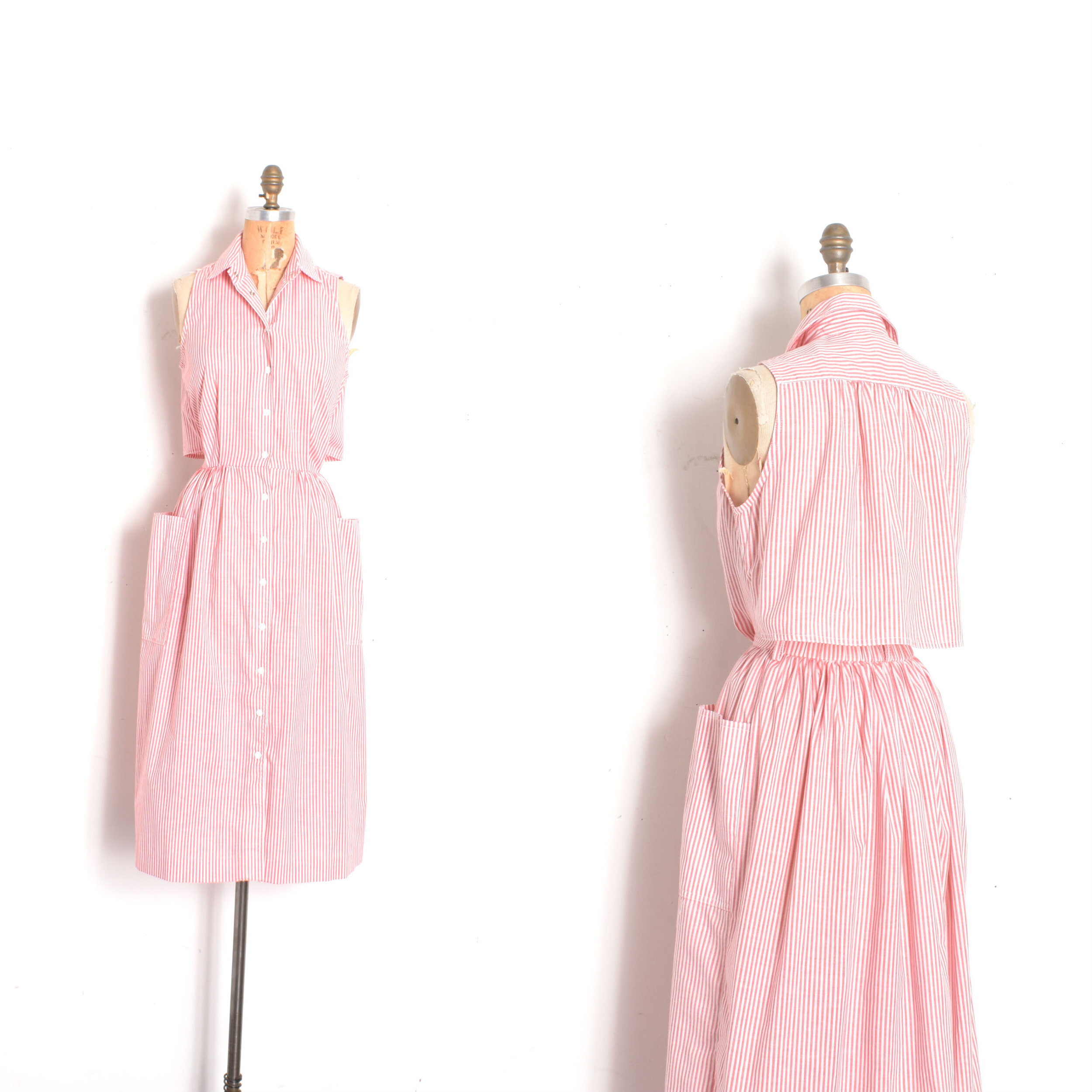 1980s Striped Cotton Dress with Vented Back-small