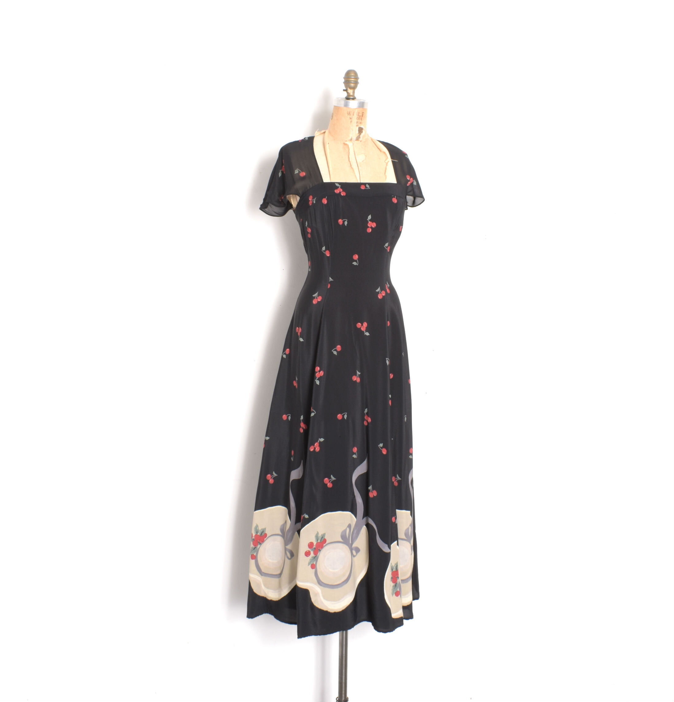 80s cherry and hat print dress.jpg