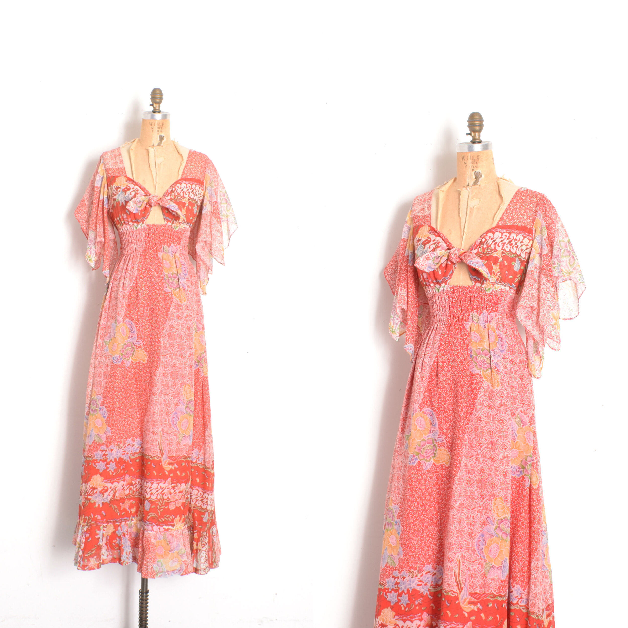 1970s Bohemian Dream Cutout Maxi Dress-XS/S/M
