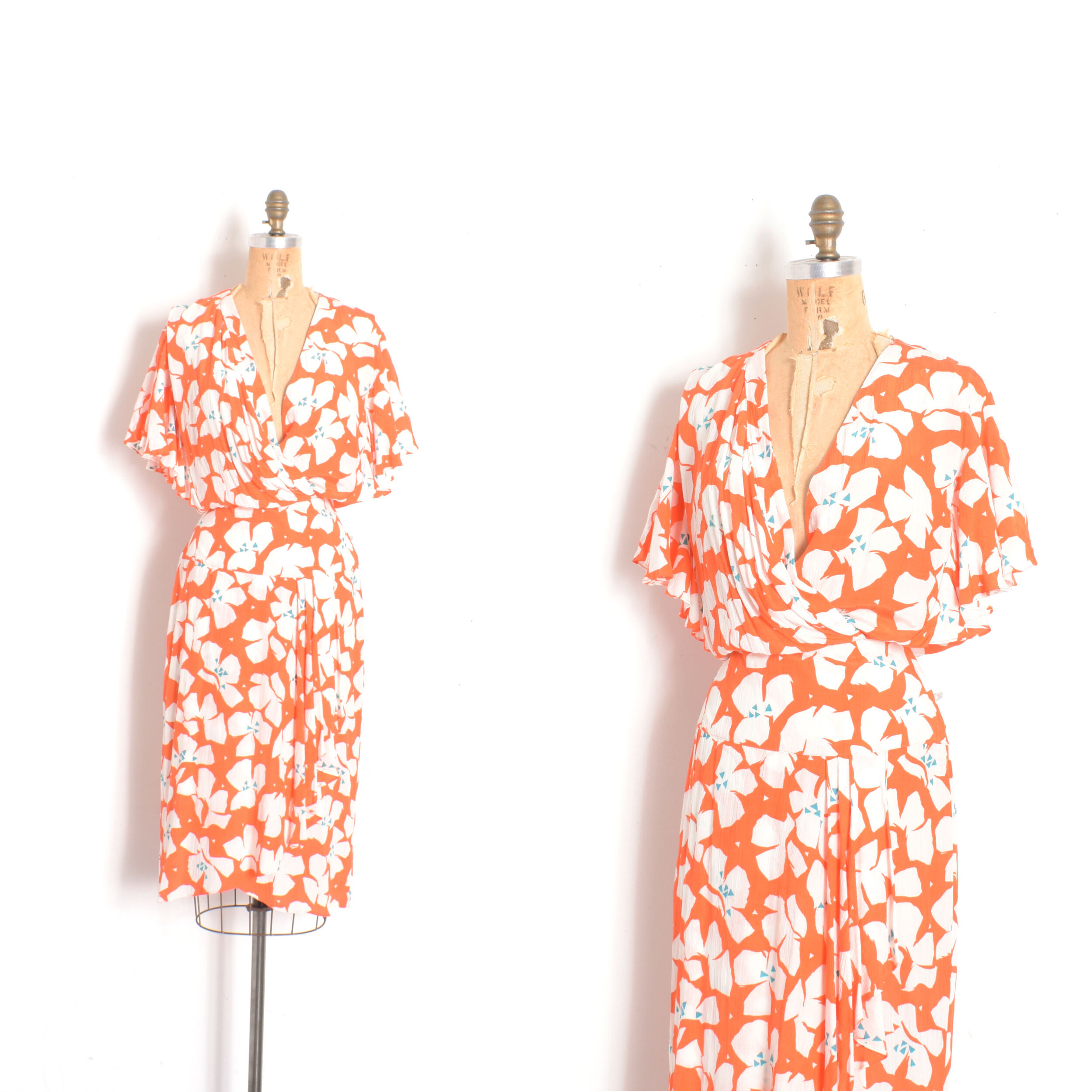 1980s Flowy Floral Rayon Dress-small