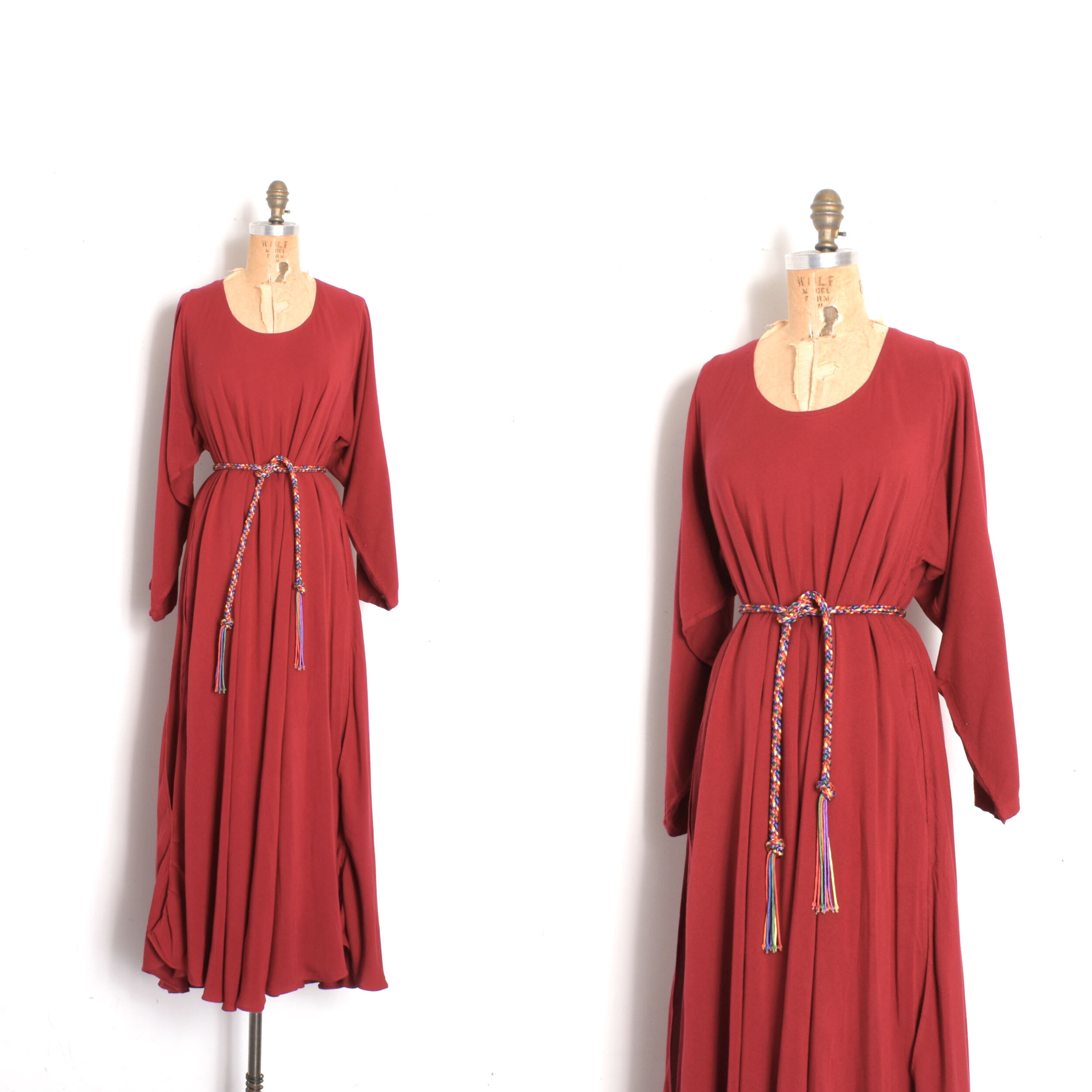 1970s Moroccan Cotton Caftan with Rainbow Belt-S/M/L