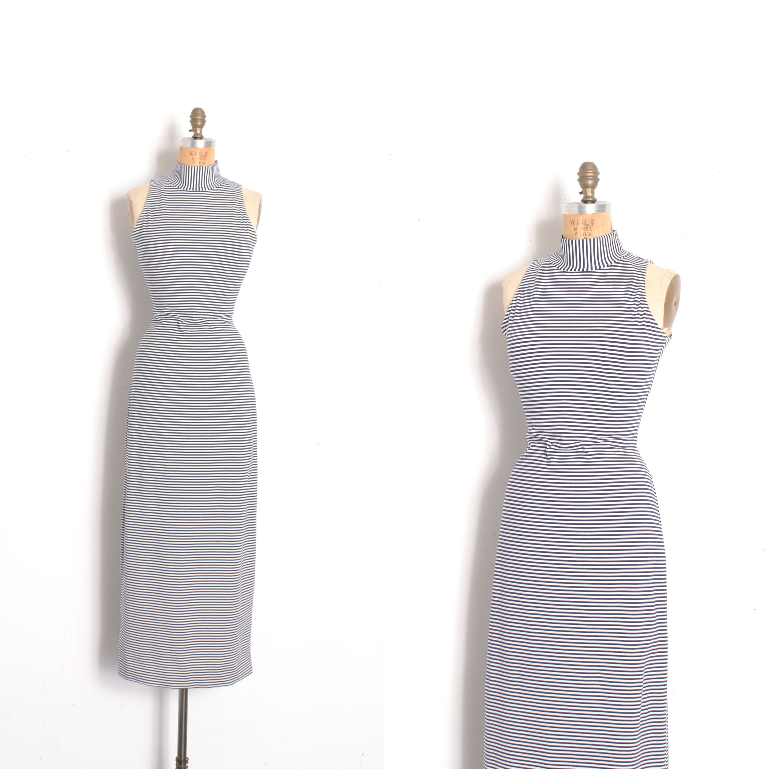 '90s Striped Cotton Stretchy Maxi Dress-S/M