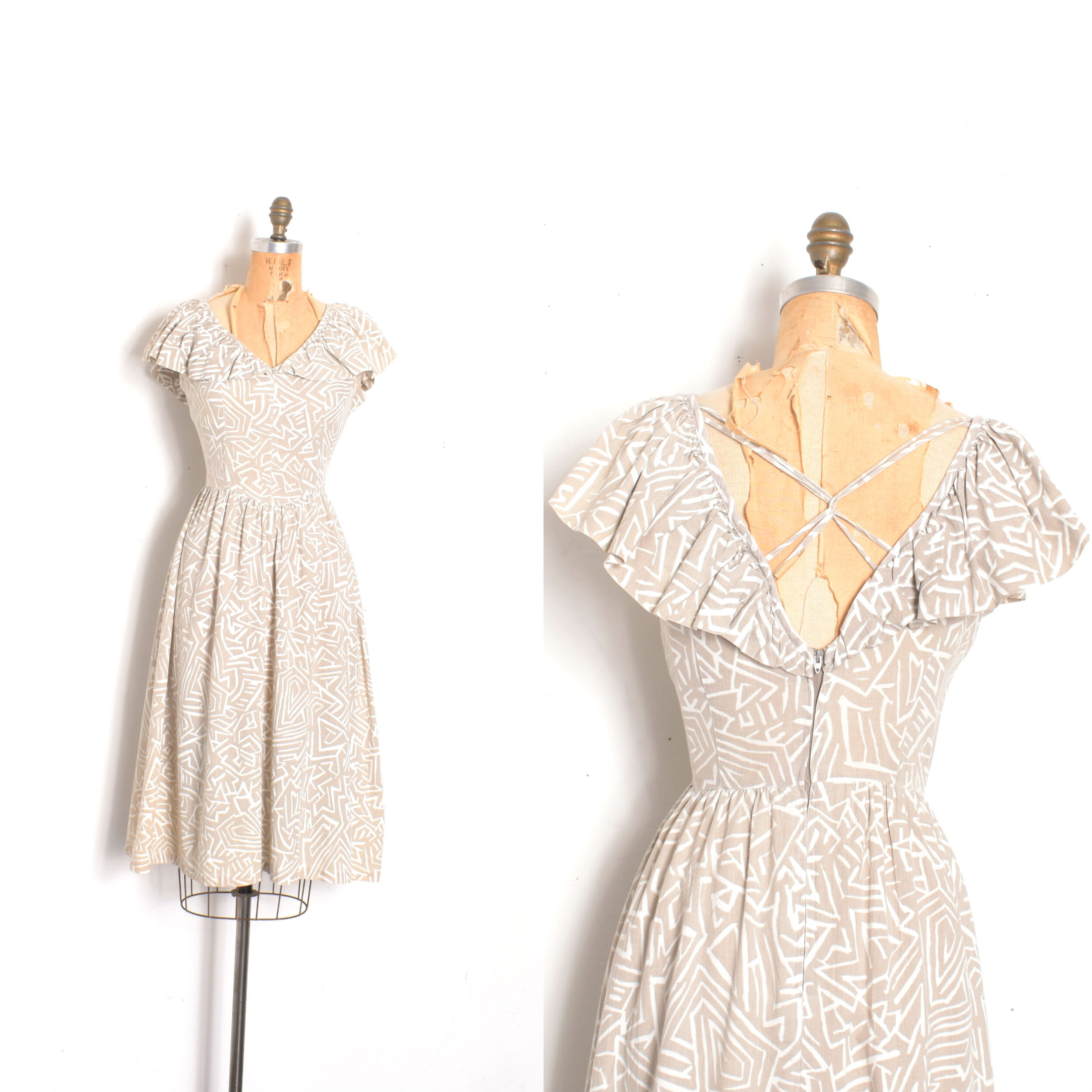 1980s Open Back Geometric Dress-small