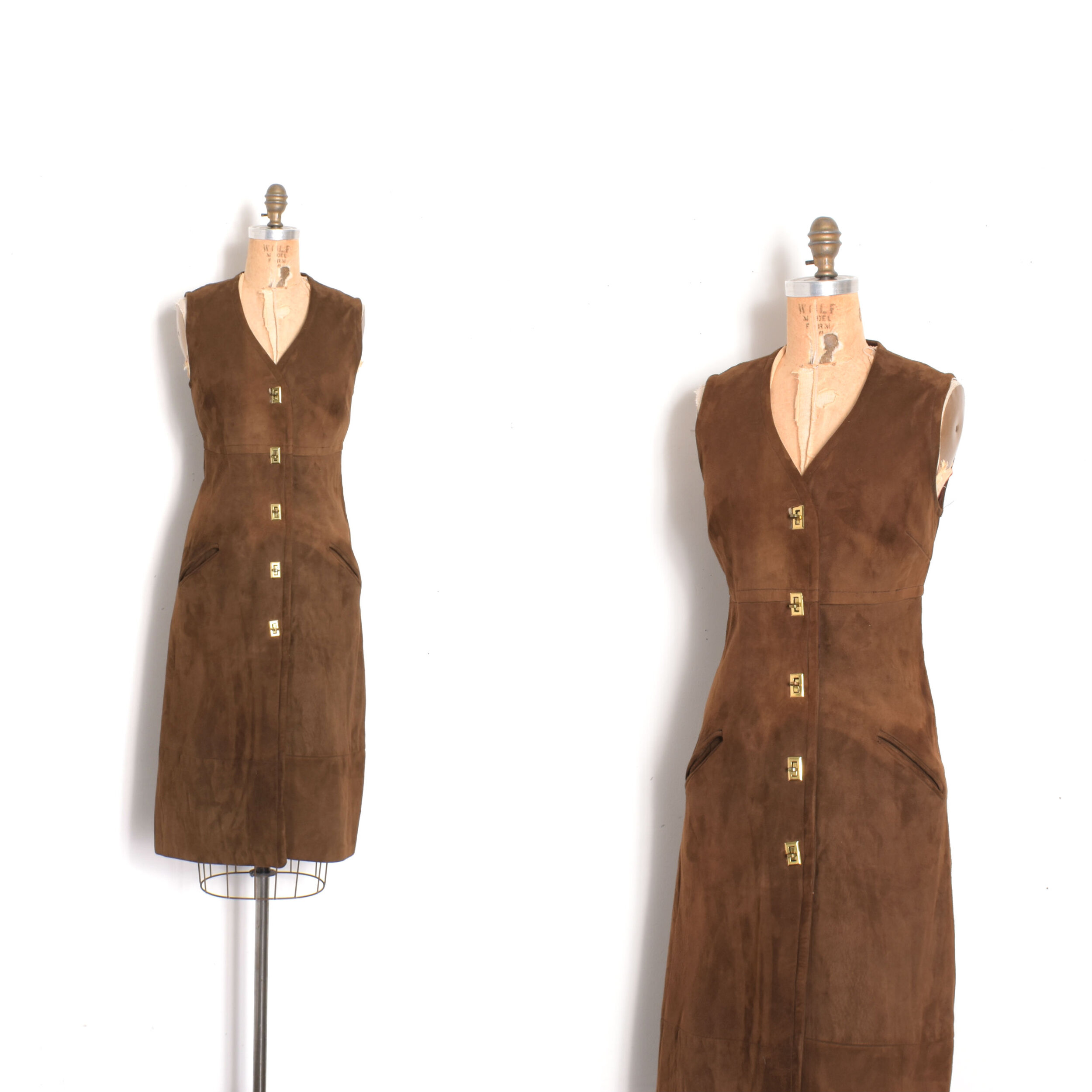 1970s Suede Turnlock Dress-S/M