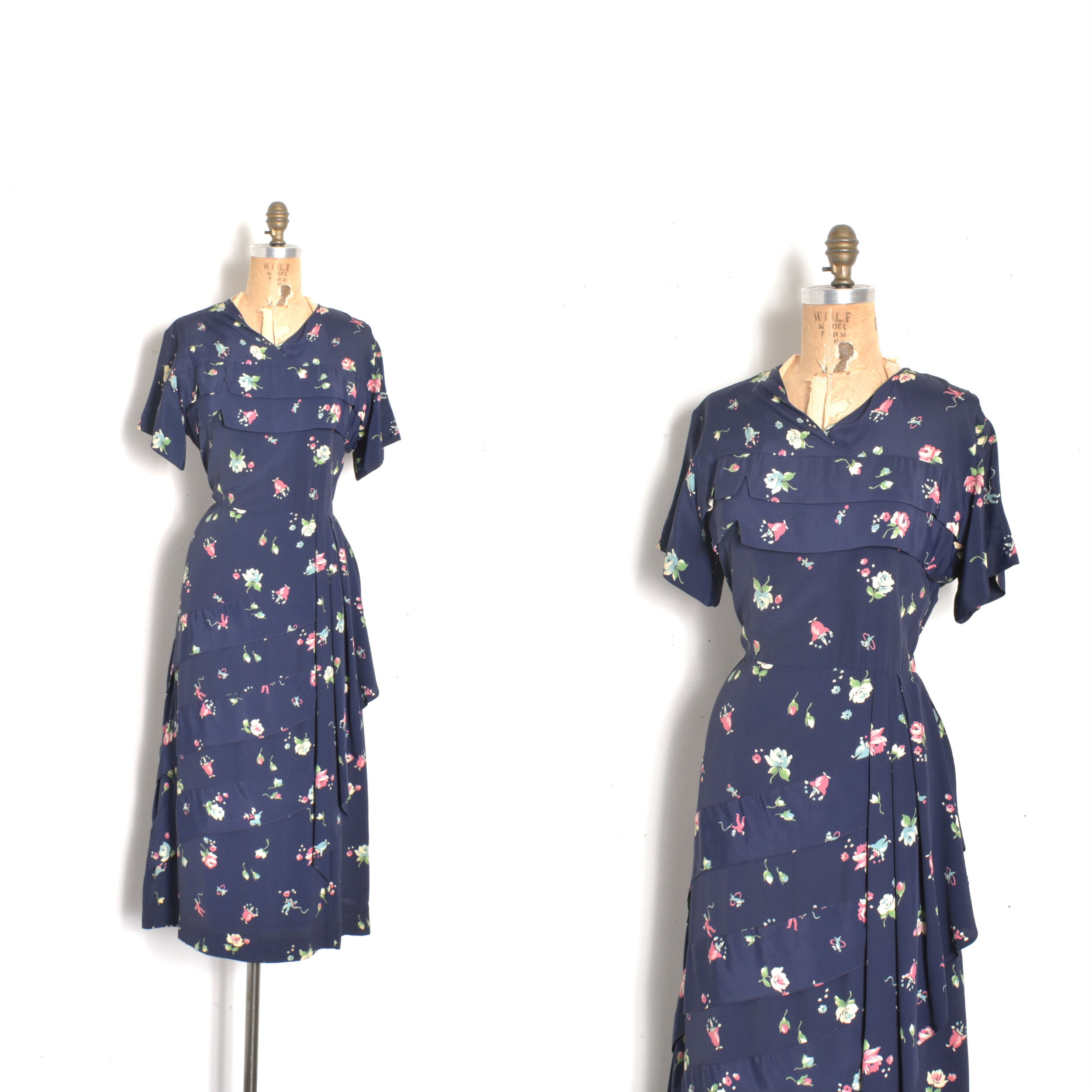 1940s Circus Print Rayon Dress-large