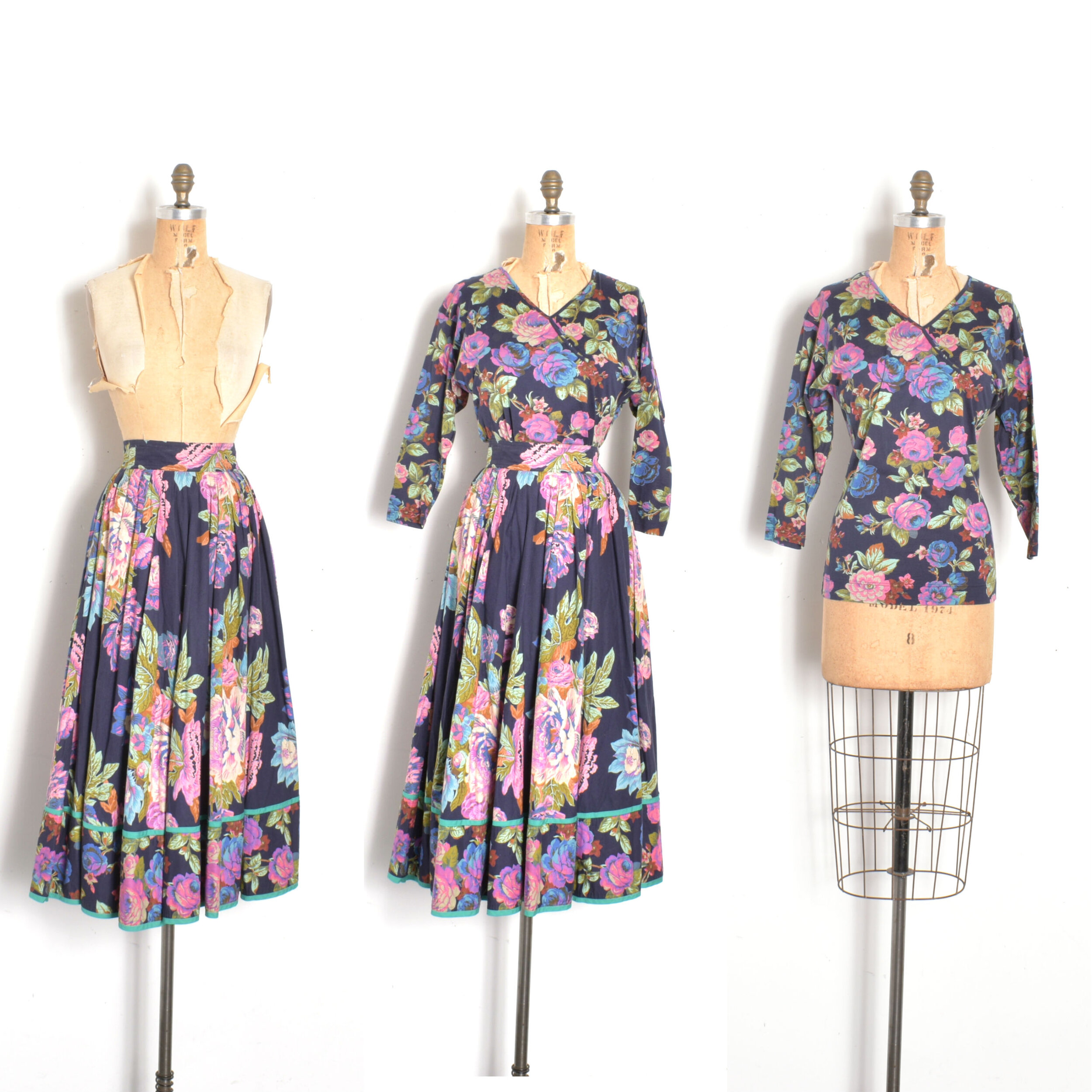 1980s Vibrant Floral Two-Piece Set-small