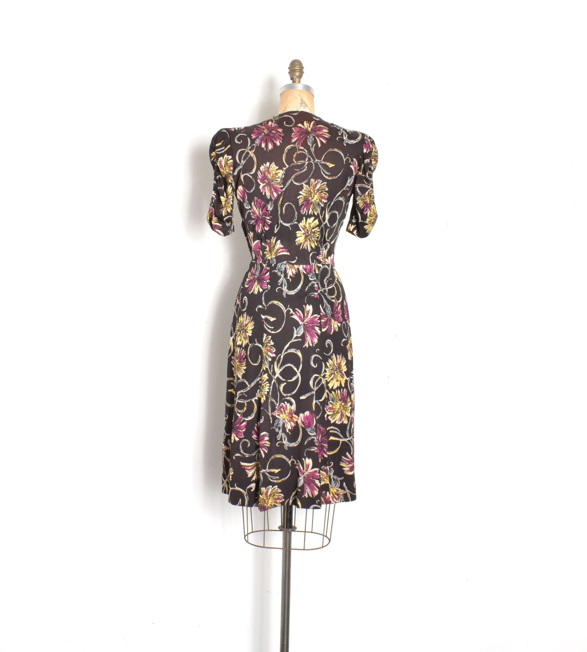 On layaway...1940s Floral Rayon Jersey Dress-small  La Poubelle Vintage