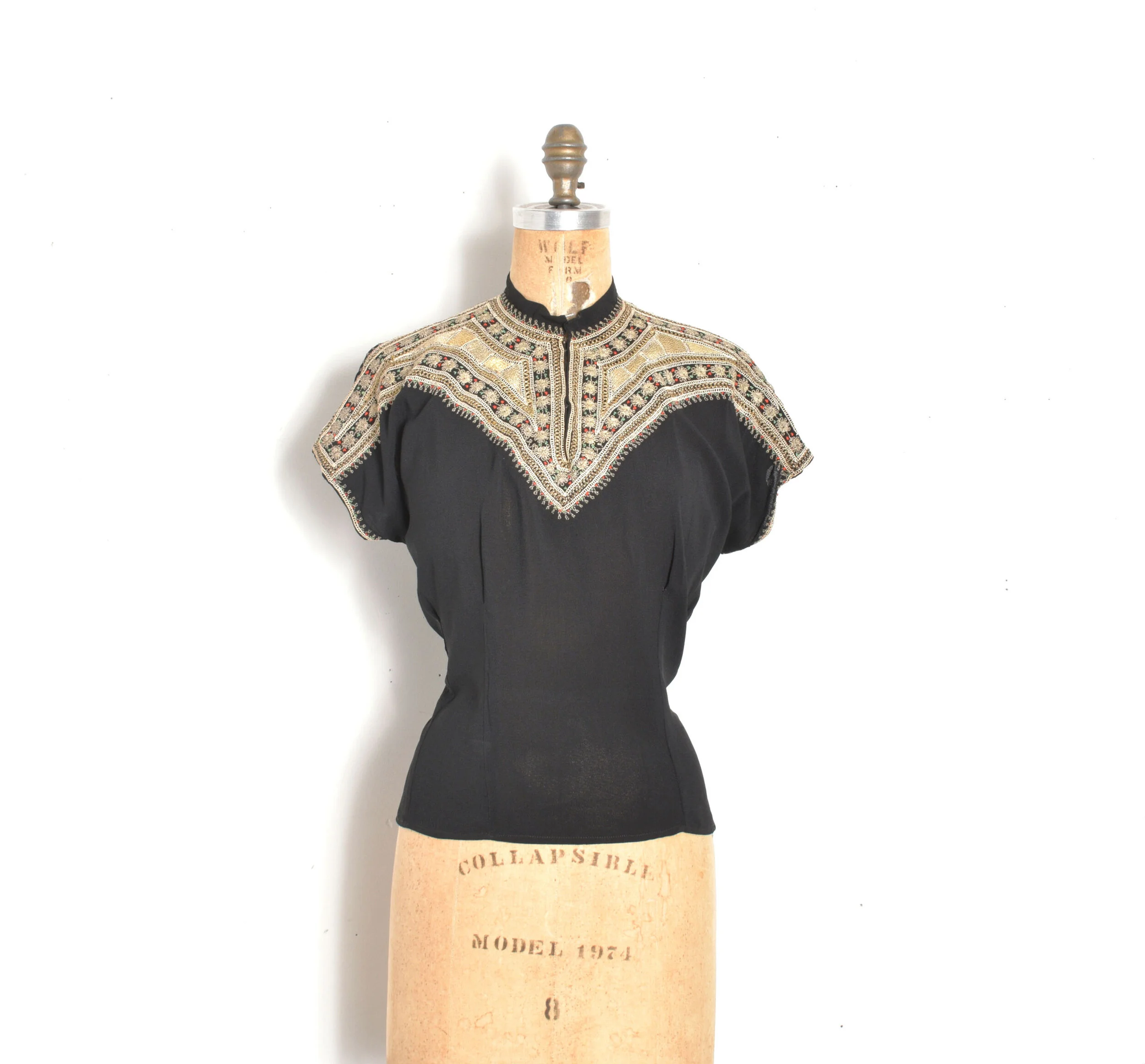 1940s Rayon Blouse with Yemenite Embroidery-large — La Poubelle 