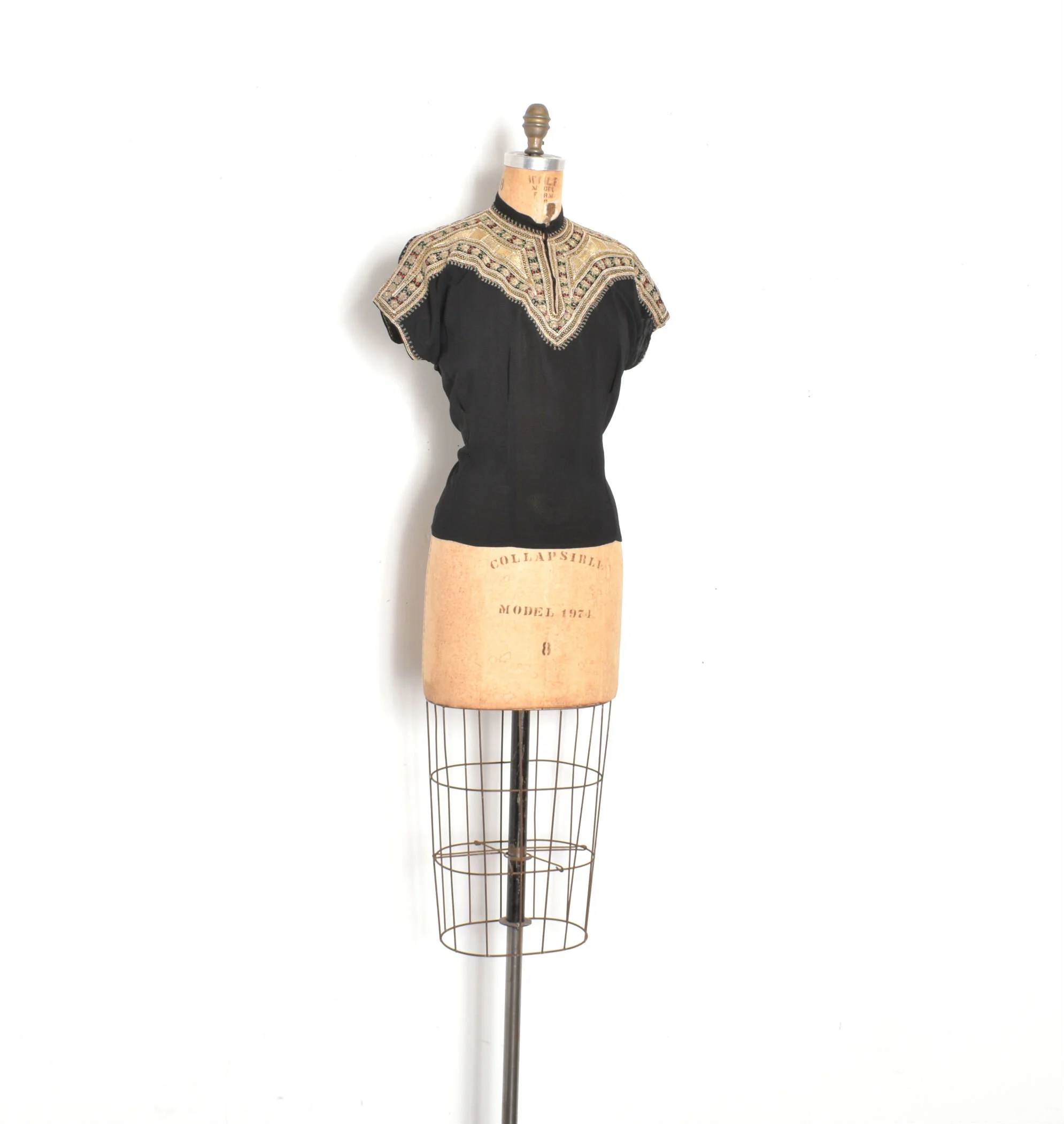 1940s Rayon Blouse with Yemenite Embroidery-large — La Poubelle 