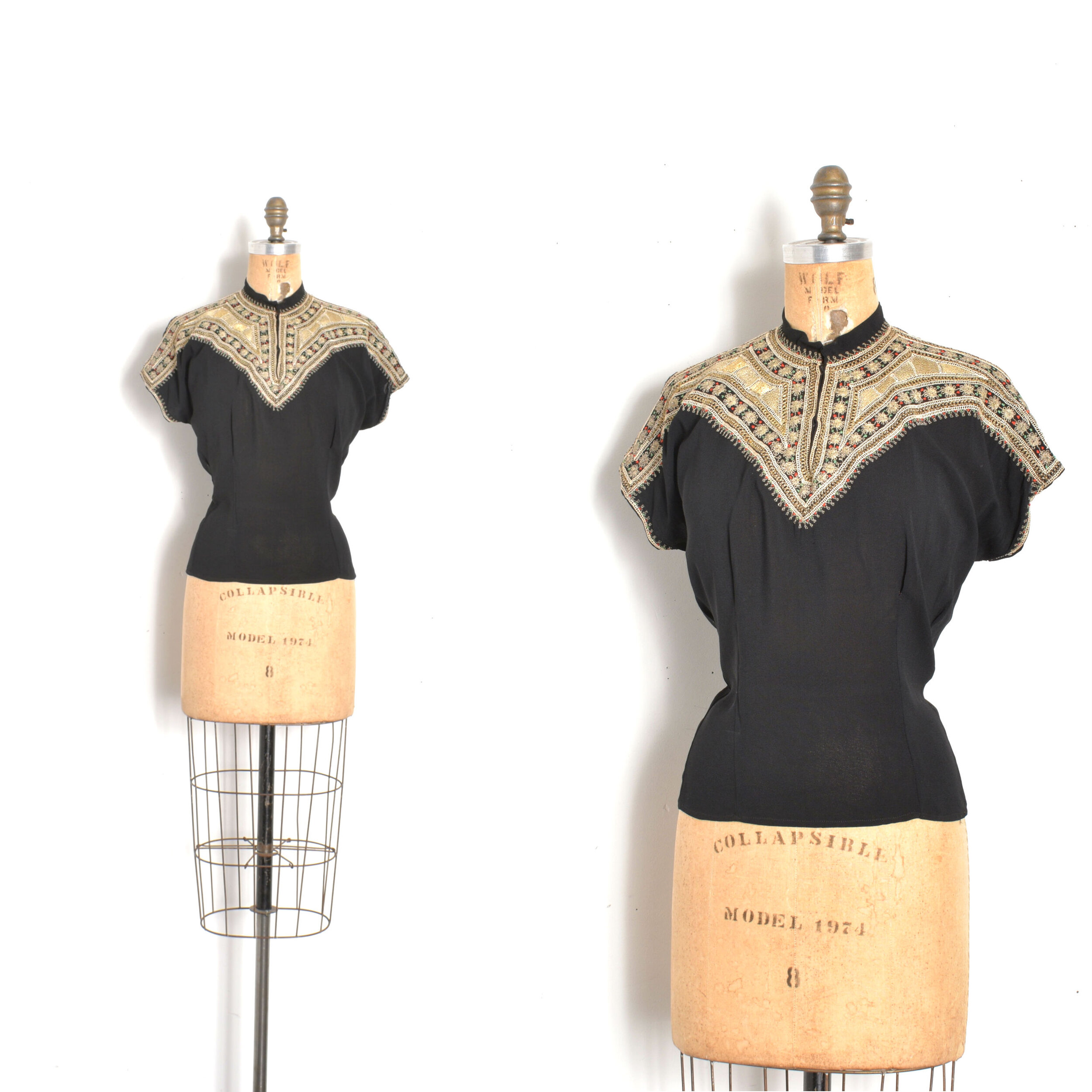 1940s Rayon Blouse with Yemenite Embroidery-large