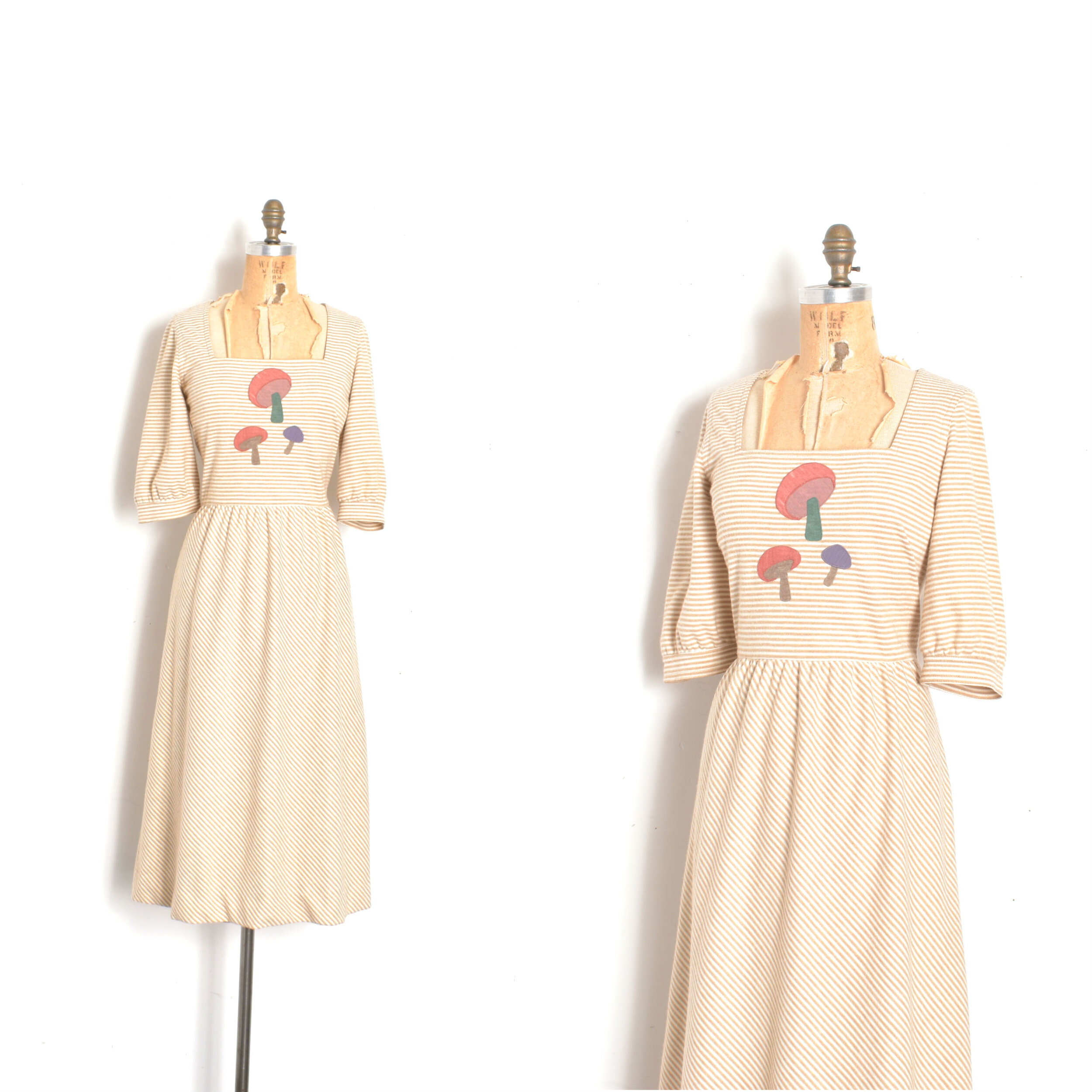 1980s Nipon Striped Mushroom Dress-medium